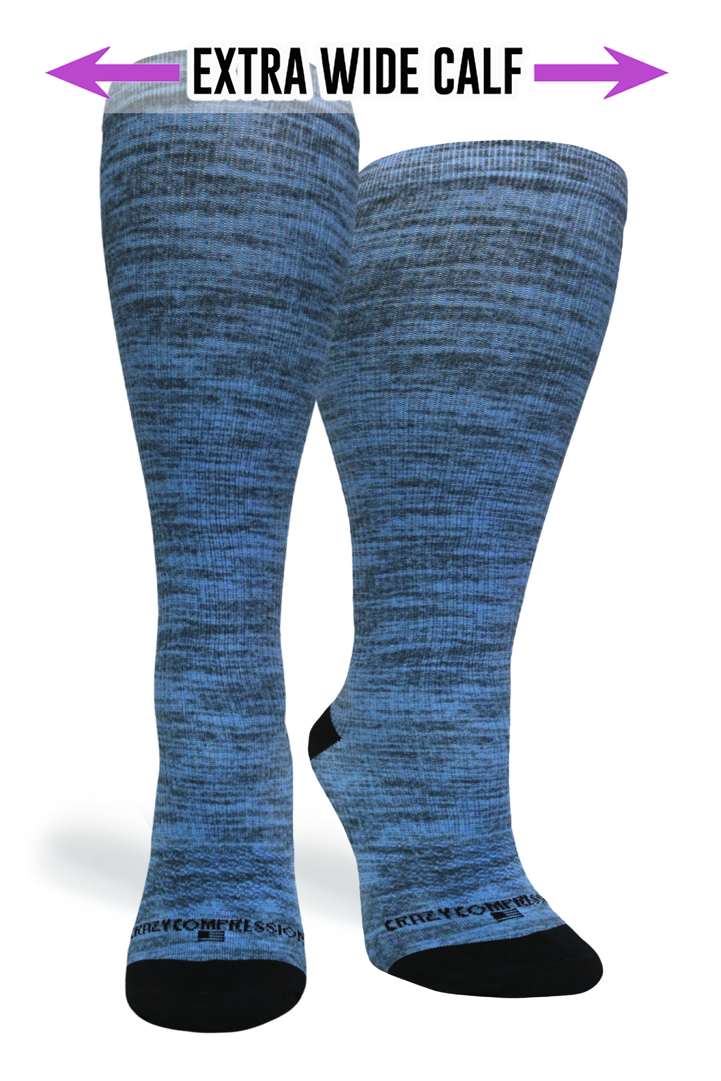 360 Blue Heather OTC Compression Socks (Standard & Extra Wide)