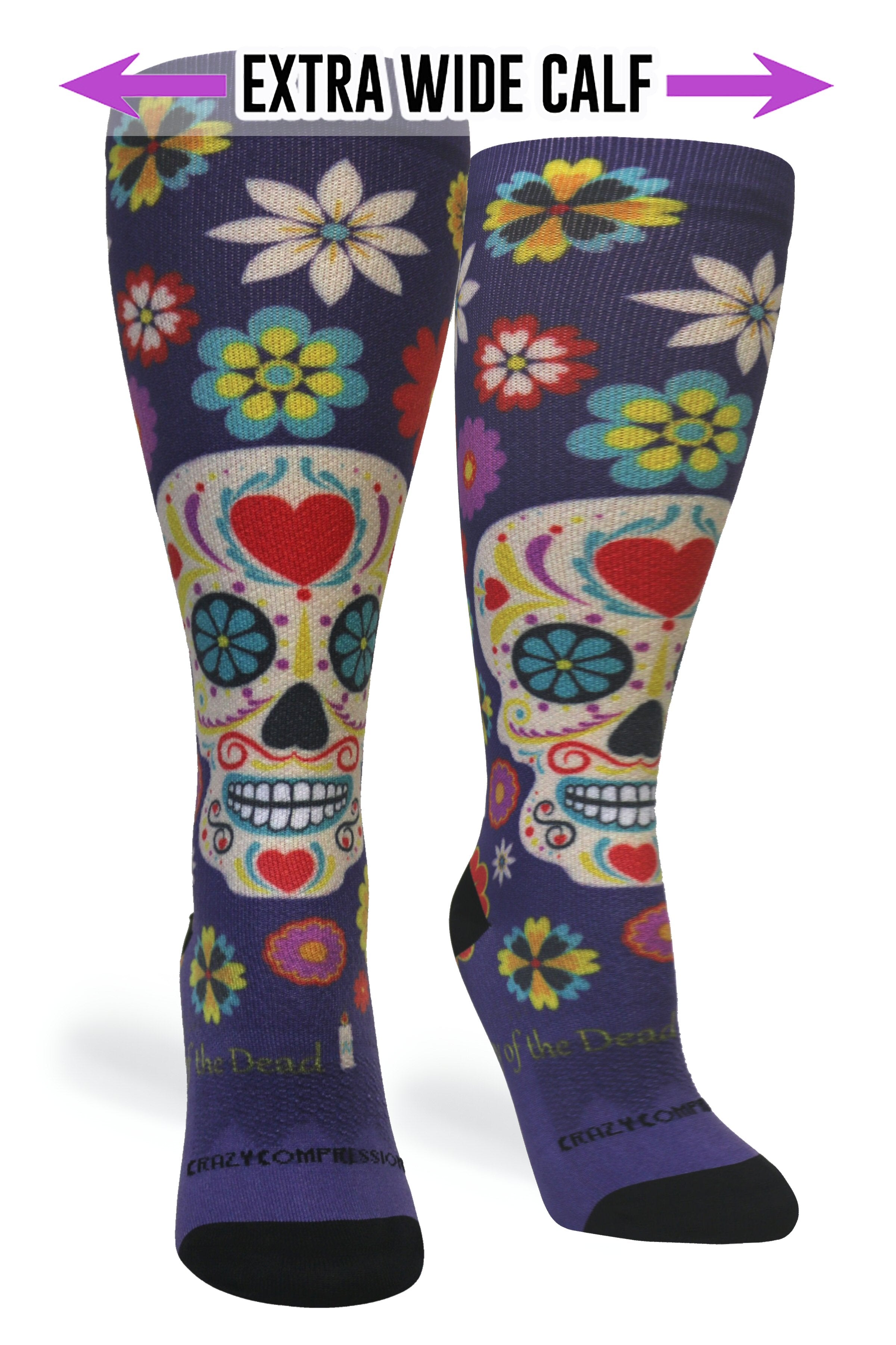 360 Calavera Purple OTC Compression Socks (Standard & Extra Wide)