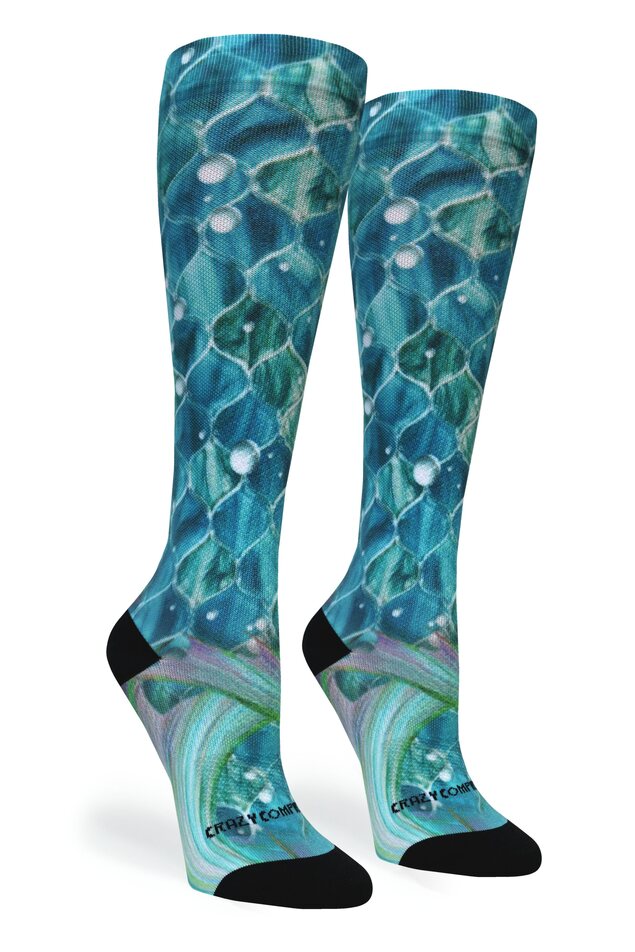 360 Mermaid Mosaic OTC Compression Socks (Standard & Extra Wide)