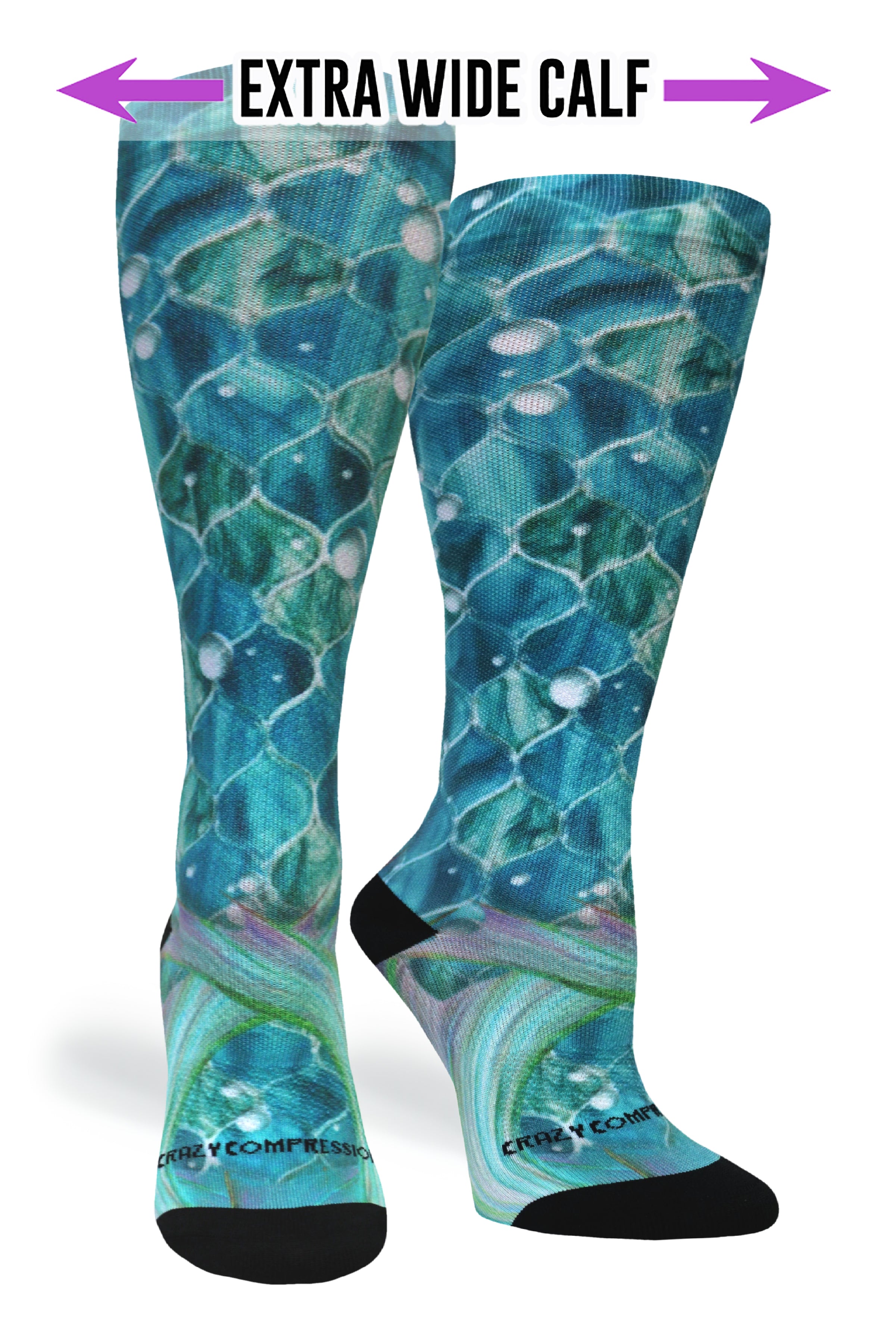 360 Mermaid Mosaic OTC Compression Socks (Standard & Extra Wide)