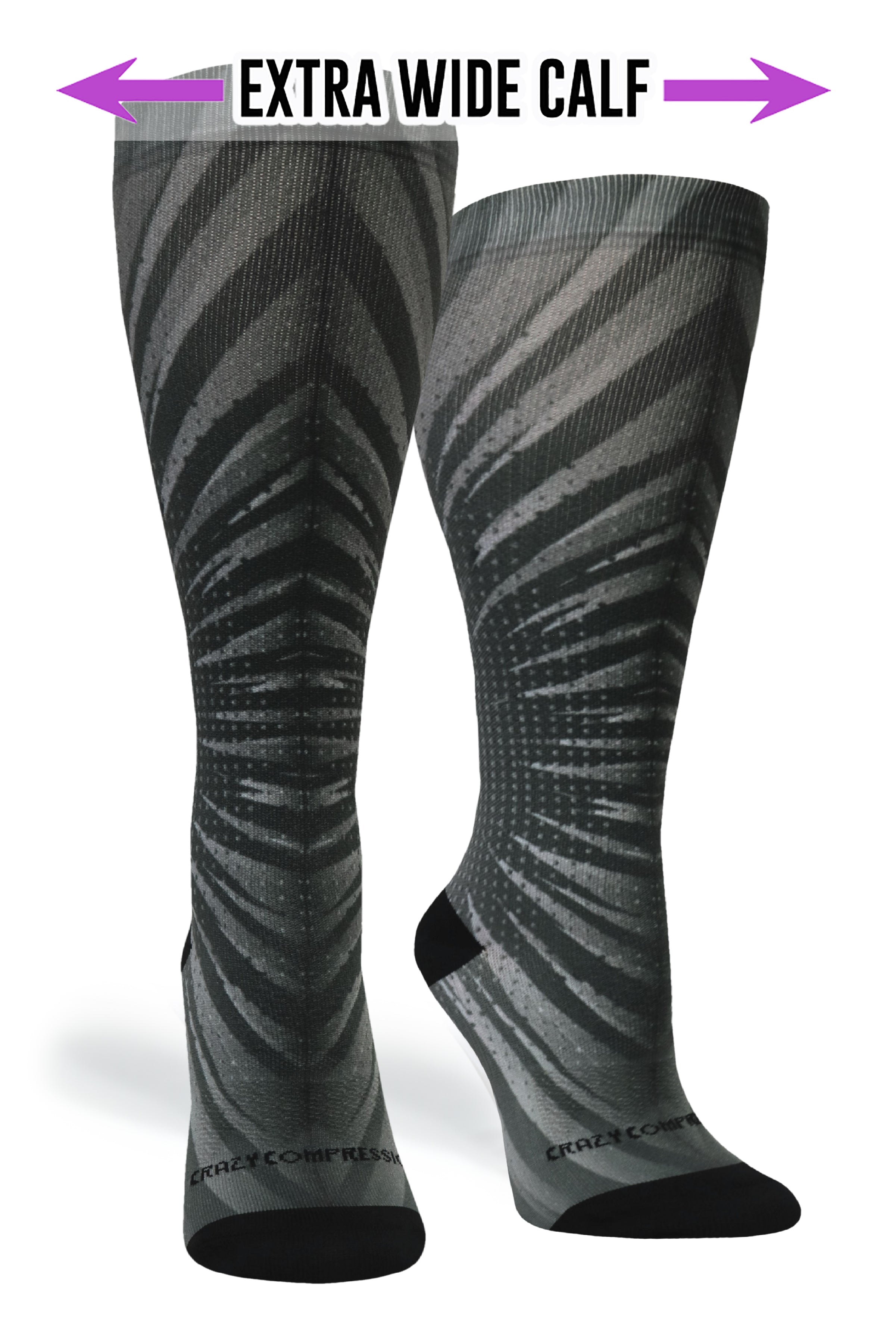 360 Never Quit Grey OTC Compression Socks (Standard & Extra Wide)