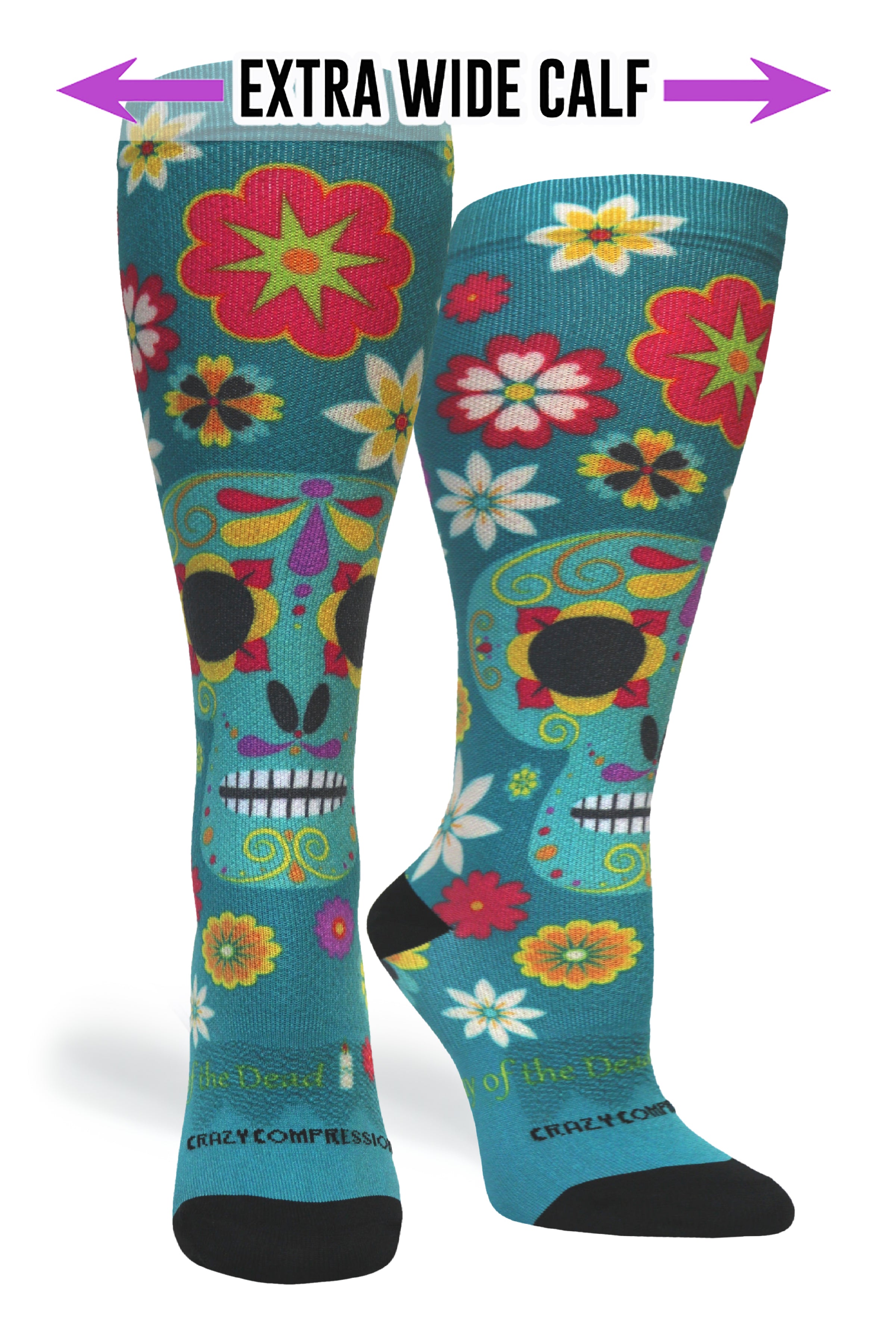 360 Calavera Teal OTC Compression Socks (Standard & Extra Wide)