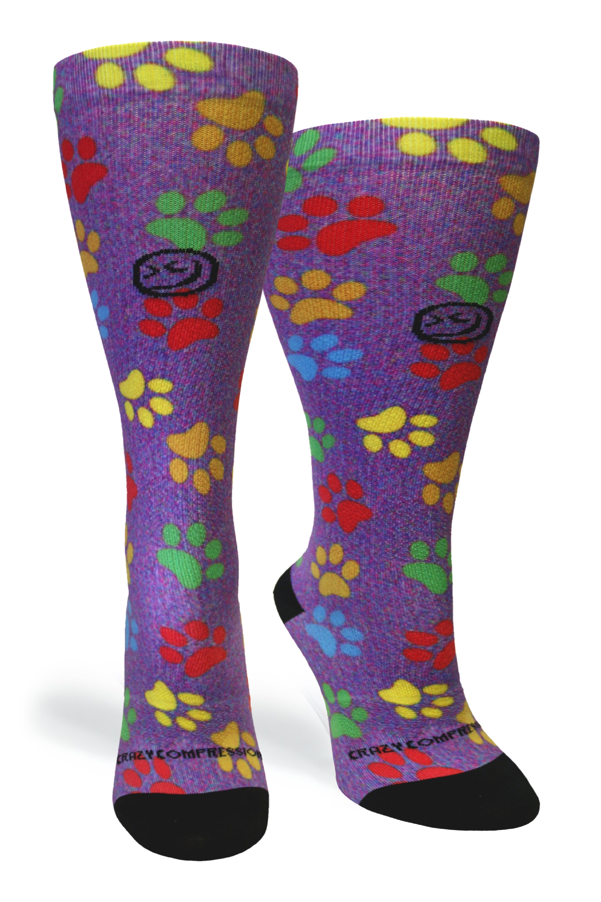360 Paw Prints Station Purple (EXTRA WIDE CALF)