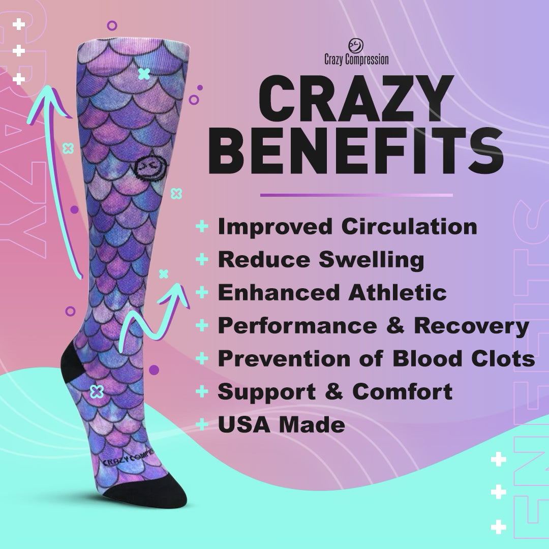 360 Mermaid Mosaic OTC Compression Socks (Standard & Extra Wide)