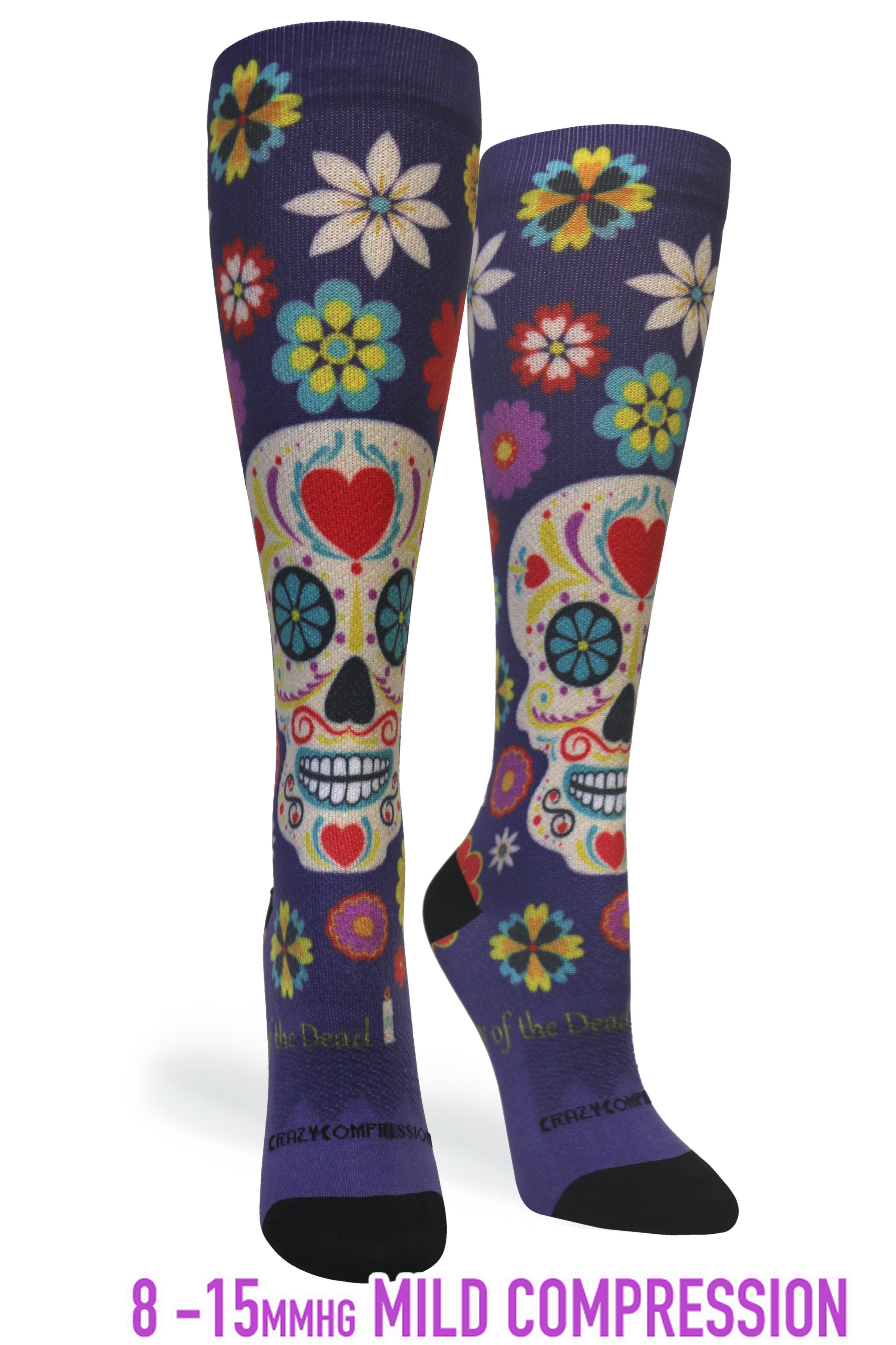 3 Pairs Calavera Purple - (Standard & Extra Wide)