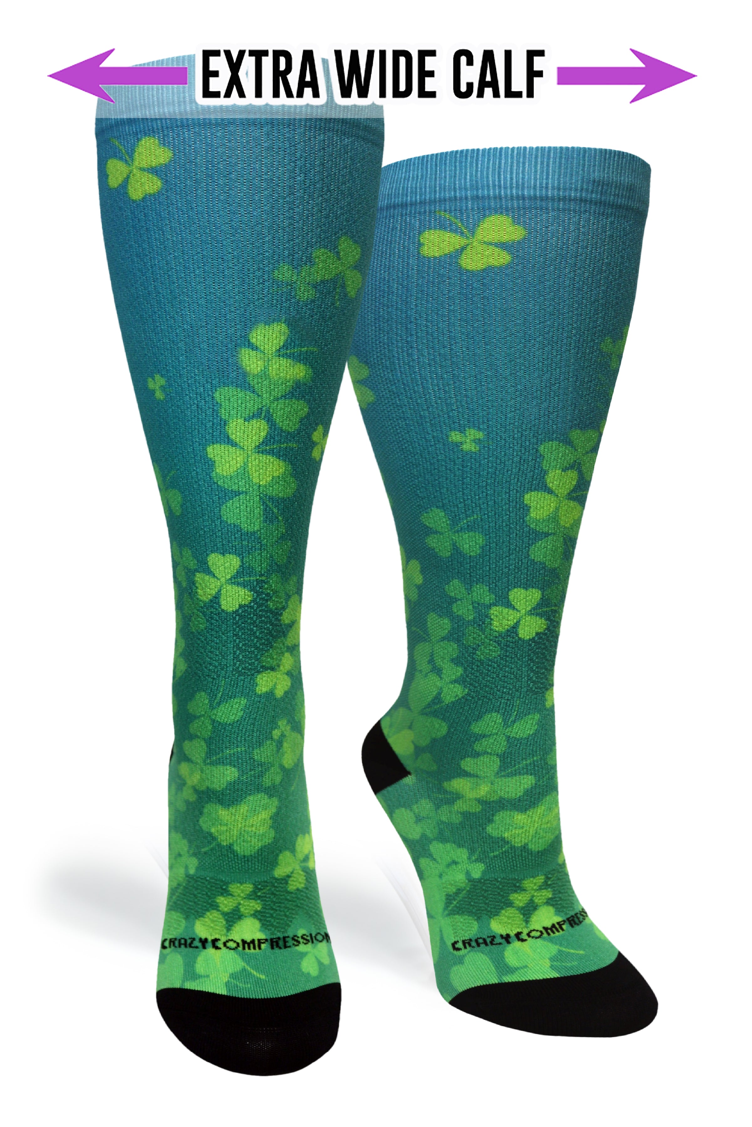 360 Cloverfields Blue OTC Compression Socks (Standard & Extra Wide)