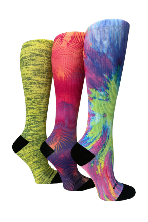 3 Pair Pack - 360 Color Burst (Standard & Extra Wide)