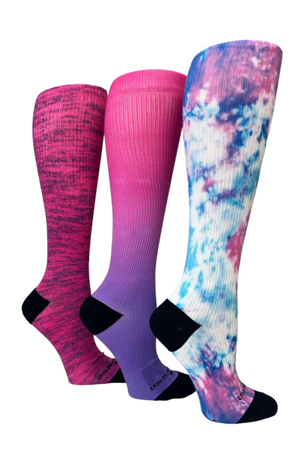 3 Pairs Color Run - (Standard & Extra Wide)