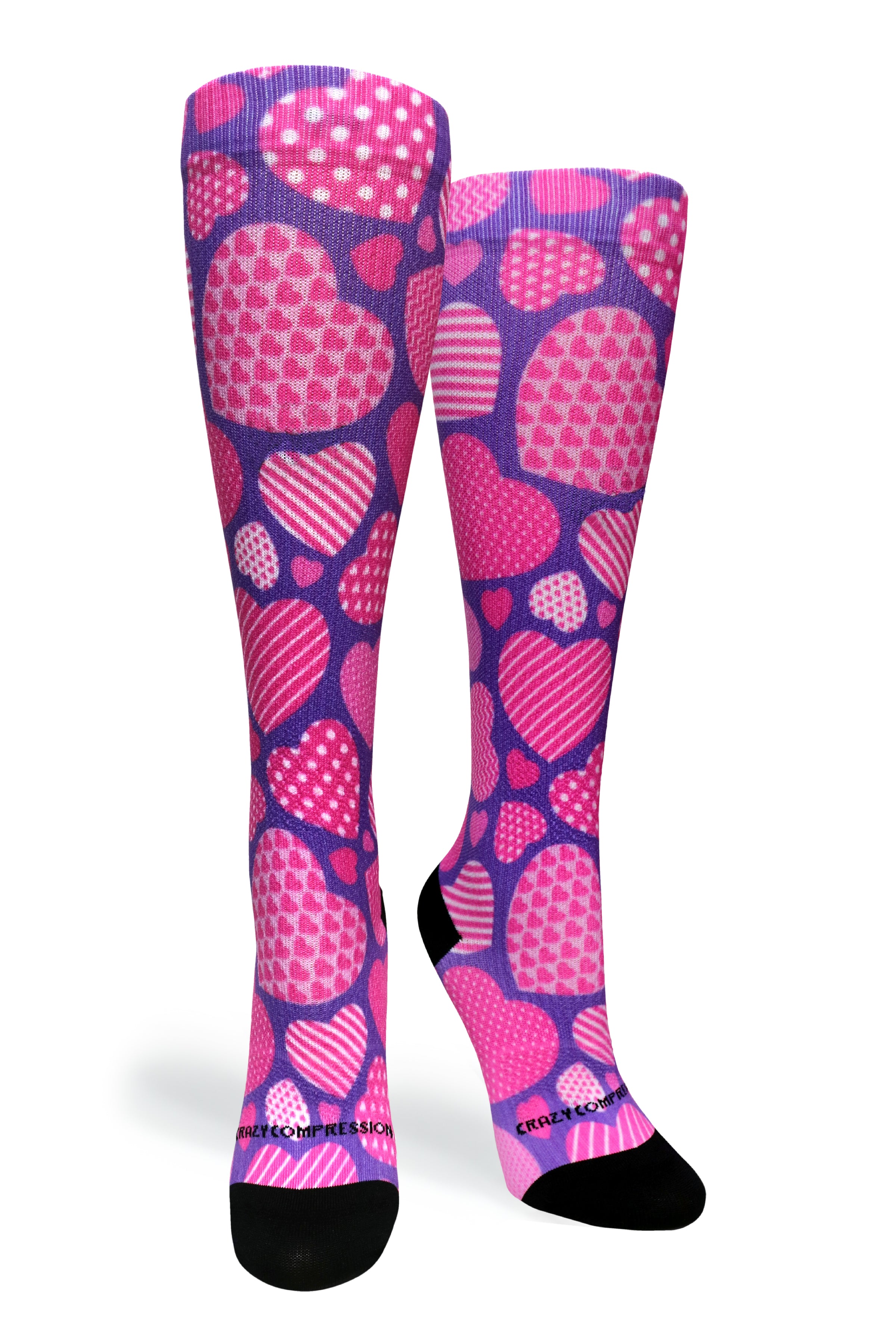 360 Crazy Hearts OTC Compression Socks (Standard & Extra Wide)