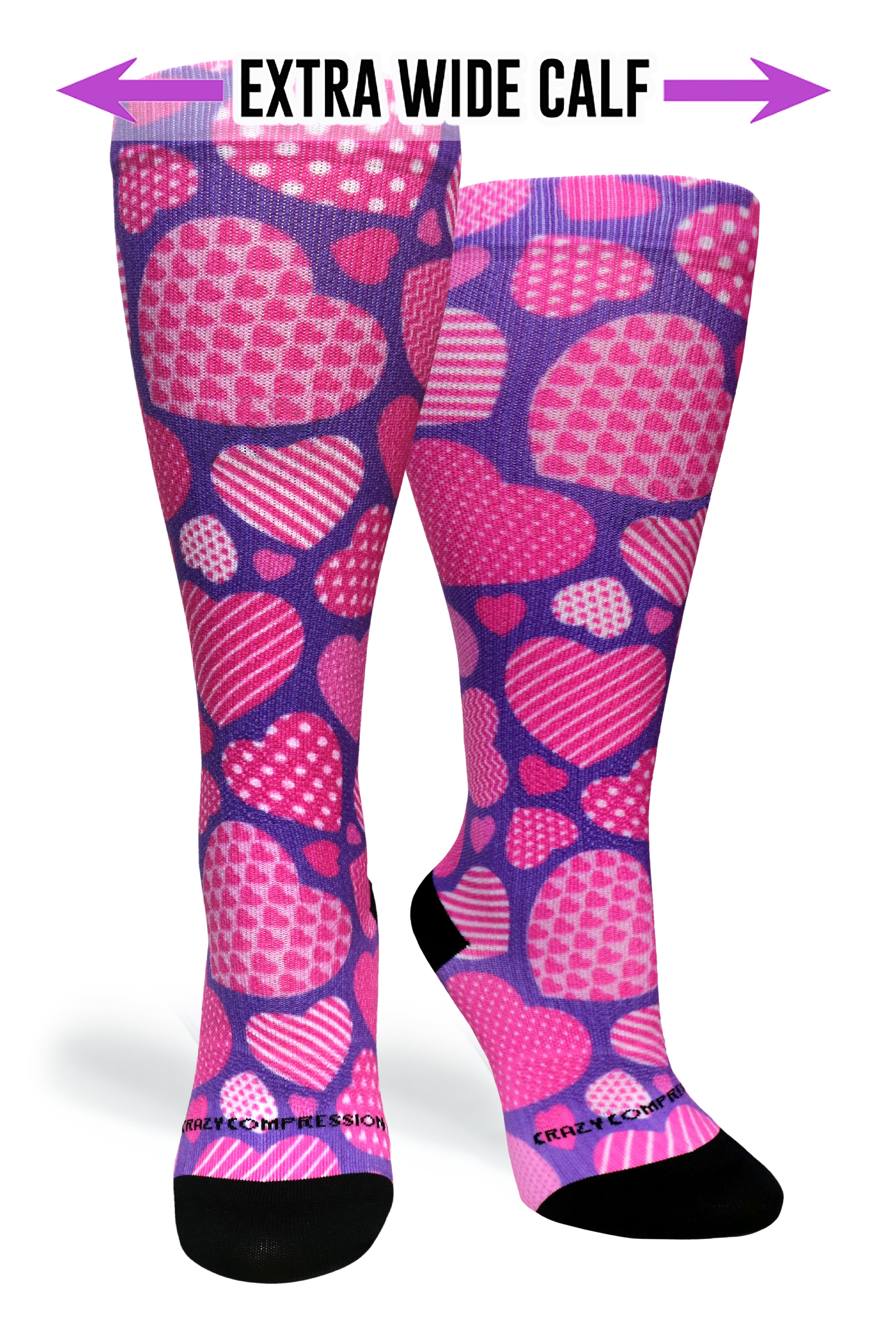 360 Crazy Hearts OTC Compression Socks (Standard & Extra Wide)