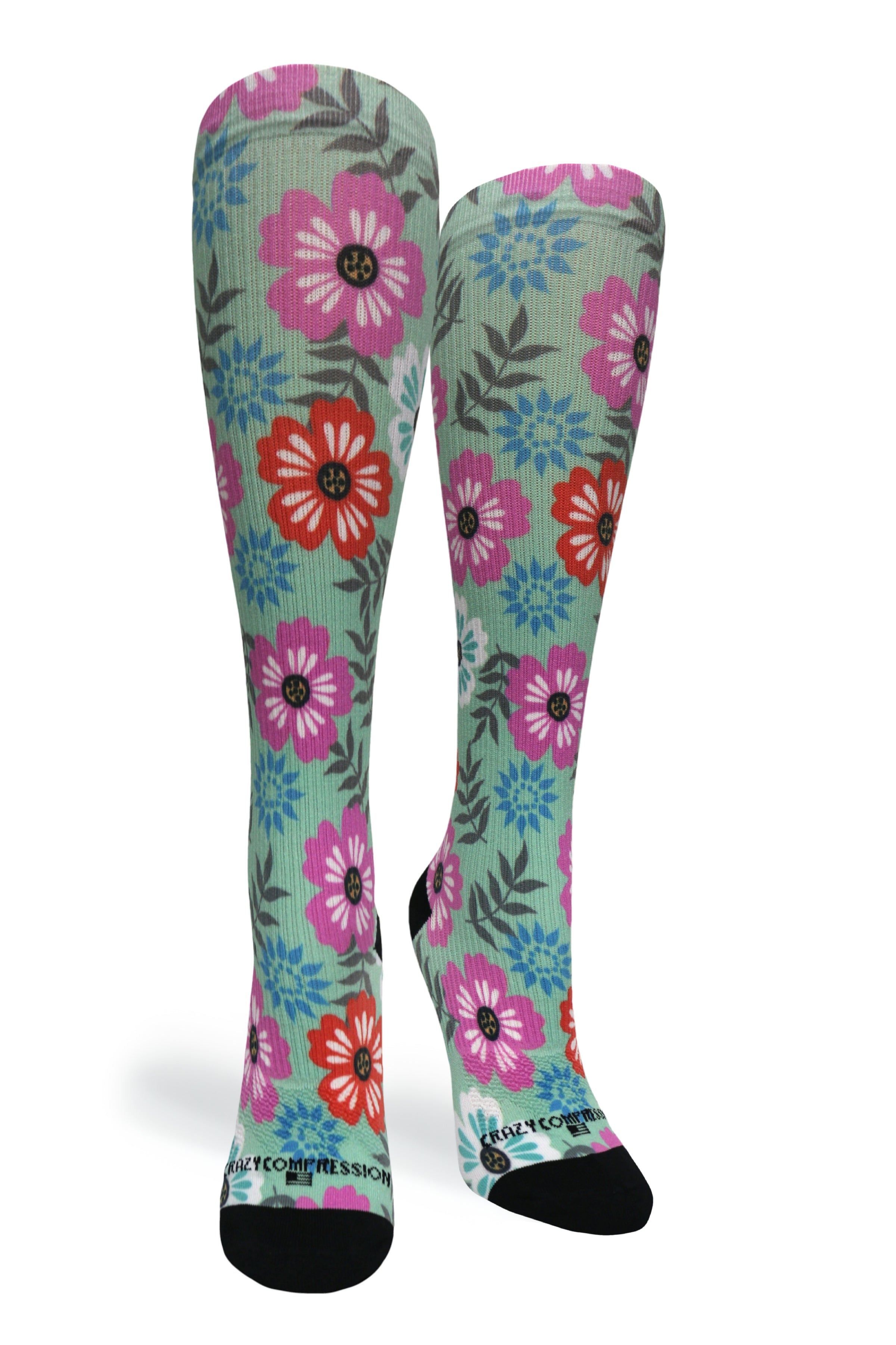 360 Floral Details OTC Compression Socks (Standard & Extra Wide)