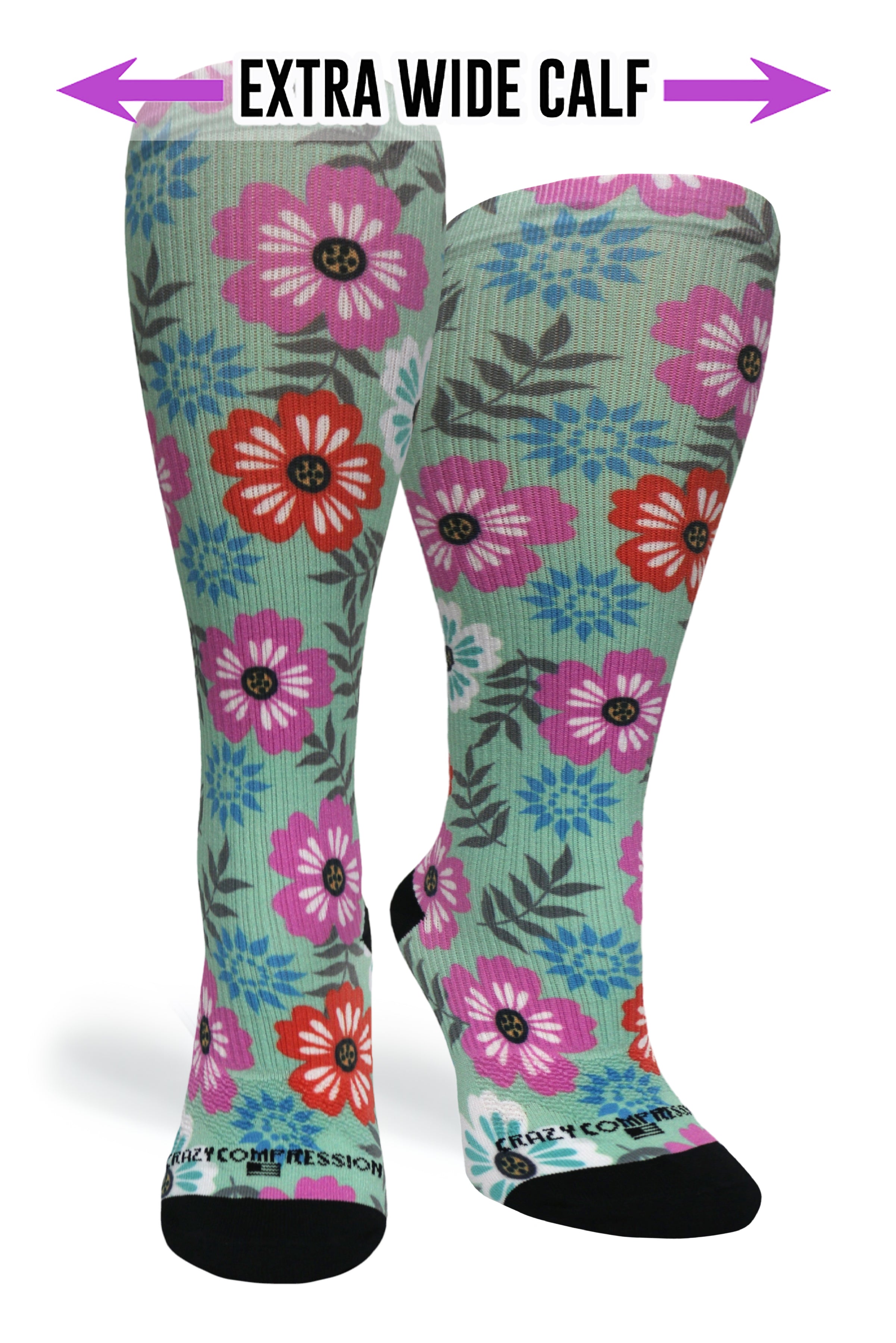 360 Floral Details OTC Compression Socks (Standard & Extra Wide)