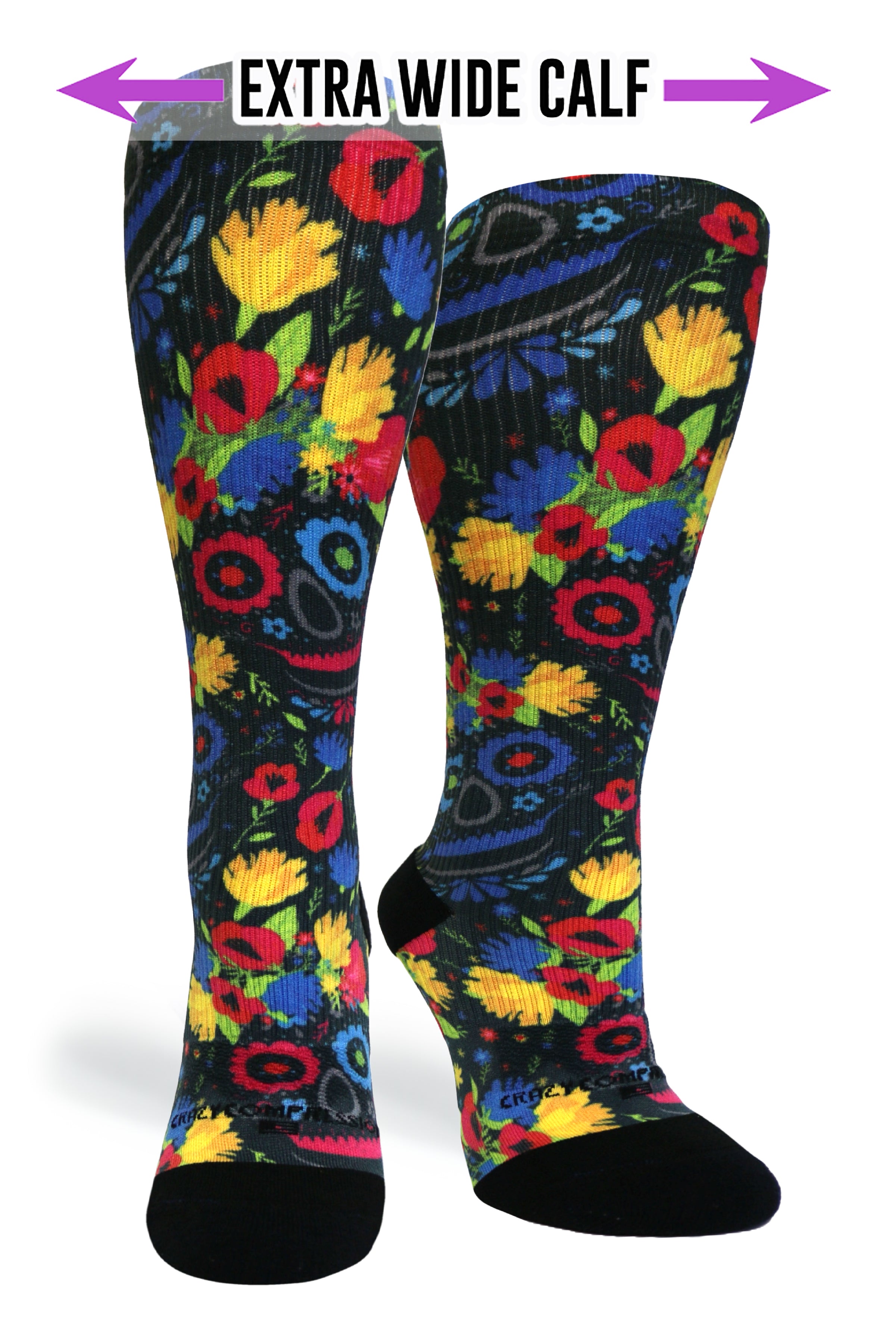 360 Flower Faces OTC Compression Socks (Standard & Extra Wide)