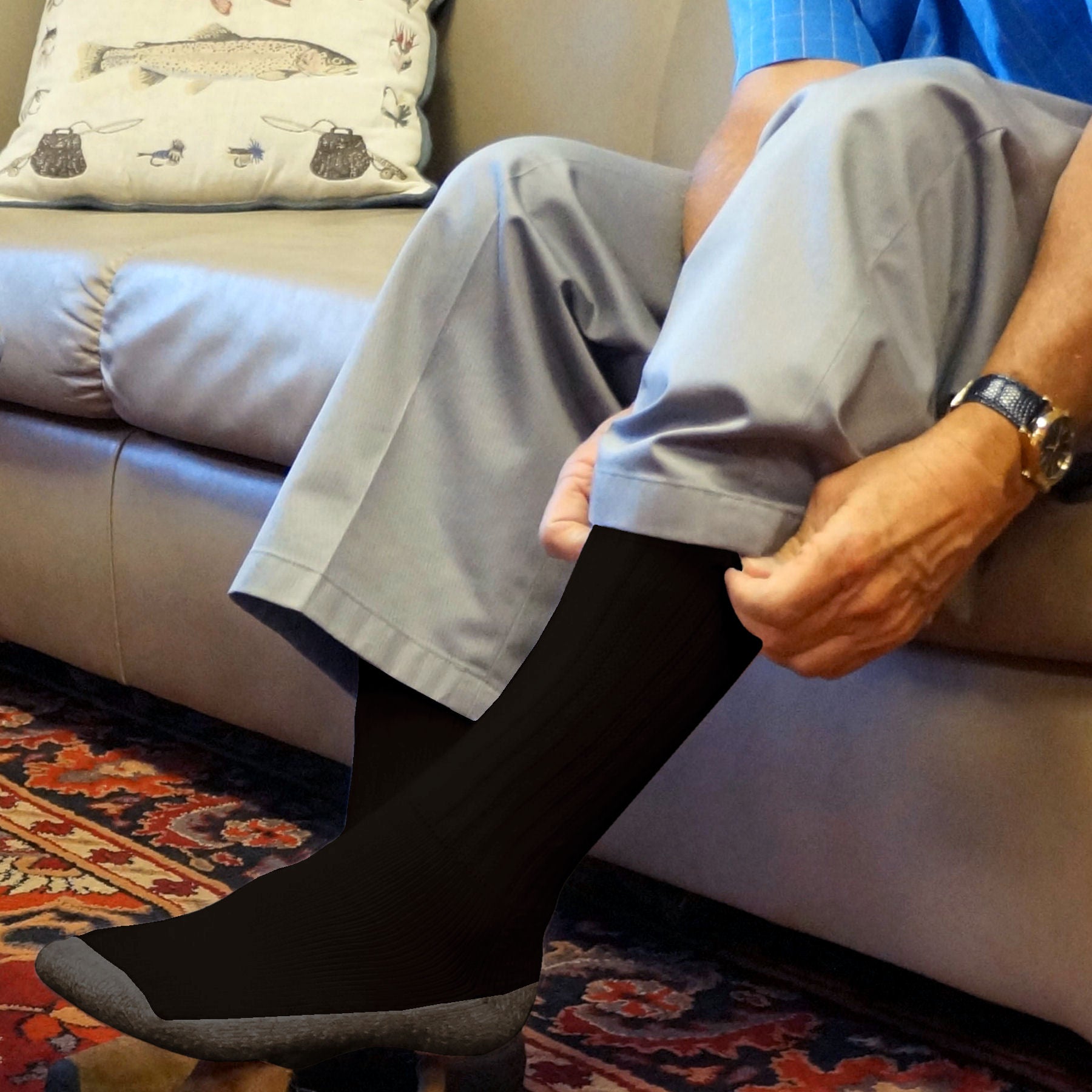 Calcetines negros cómodos y relajados para diabéticos