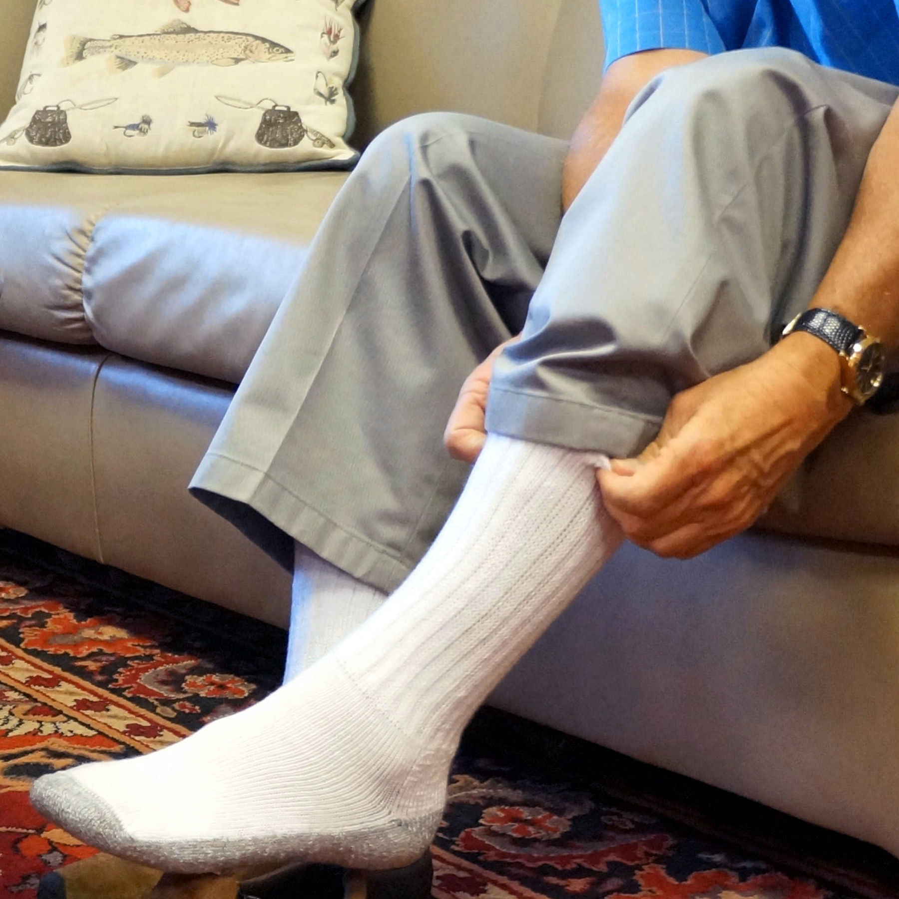 Cozy Diabetic Comfort Relax Fit White Crew Socks