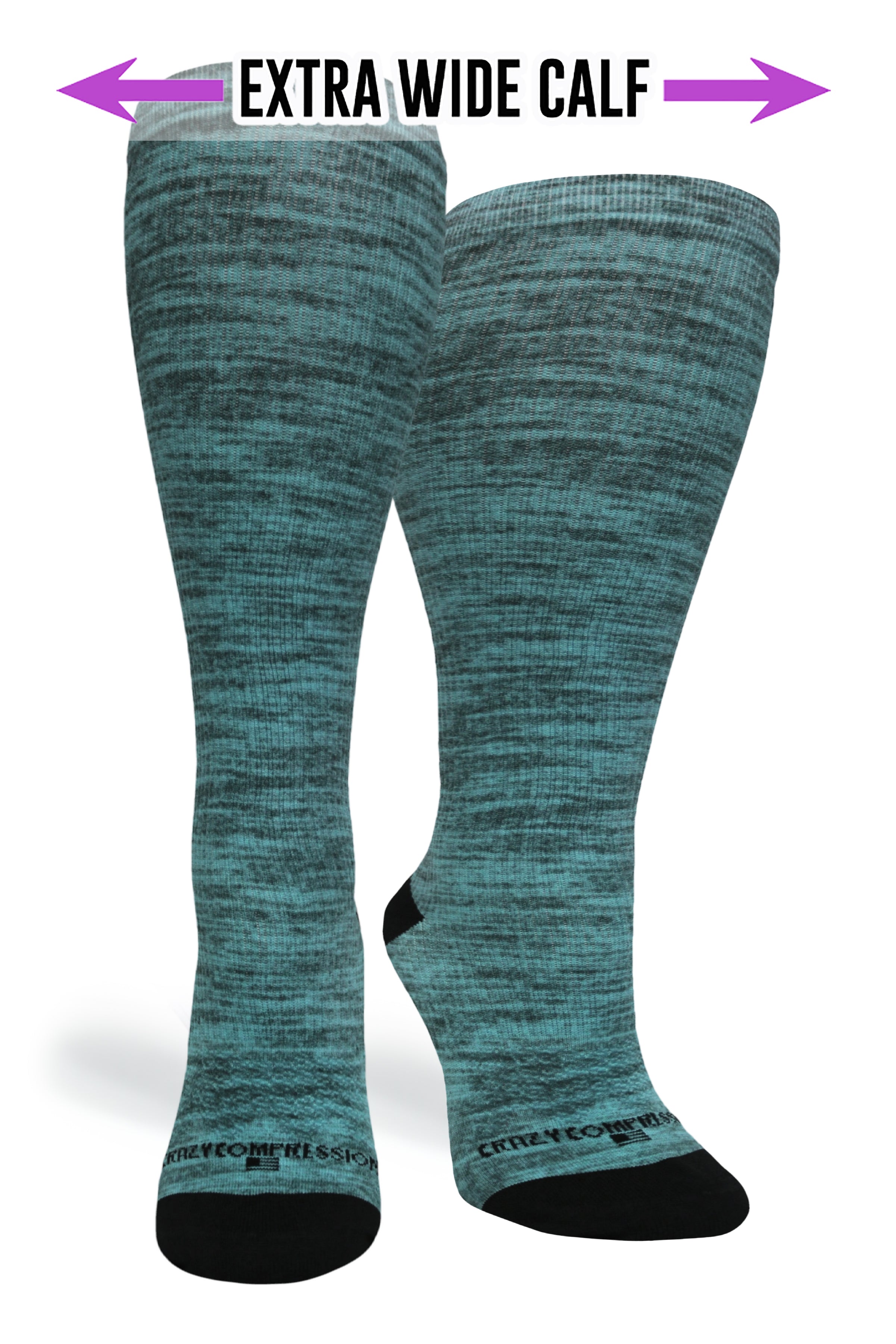 Medias de compresión de venta libre 360 Green Heather (estándar y extra anchas)