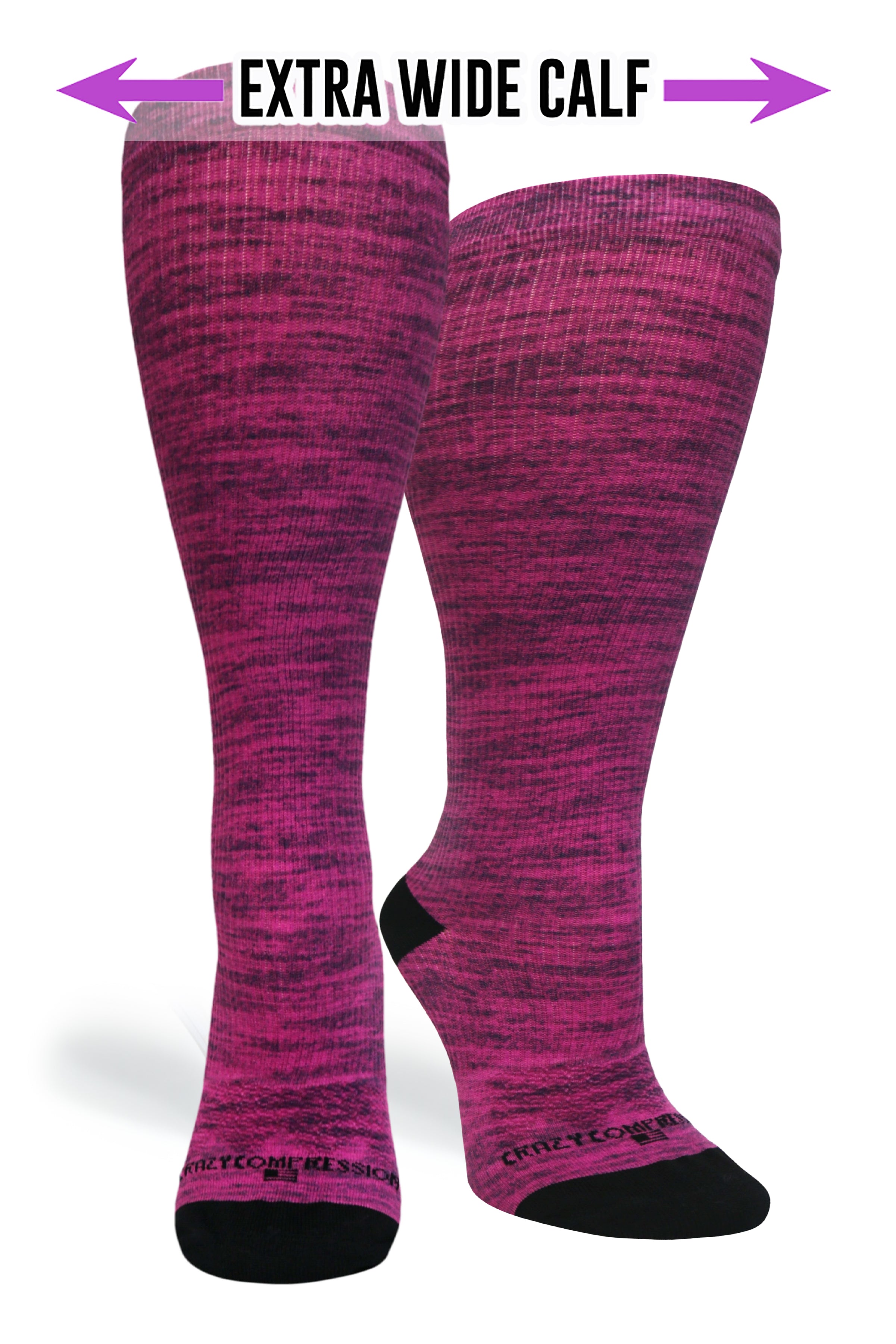 360 Magenta Heather OTC Compression Socks (Standard & Extra Wide)