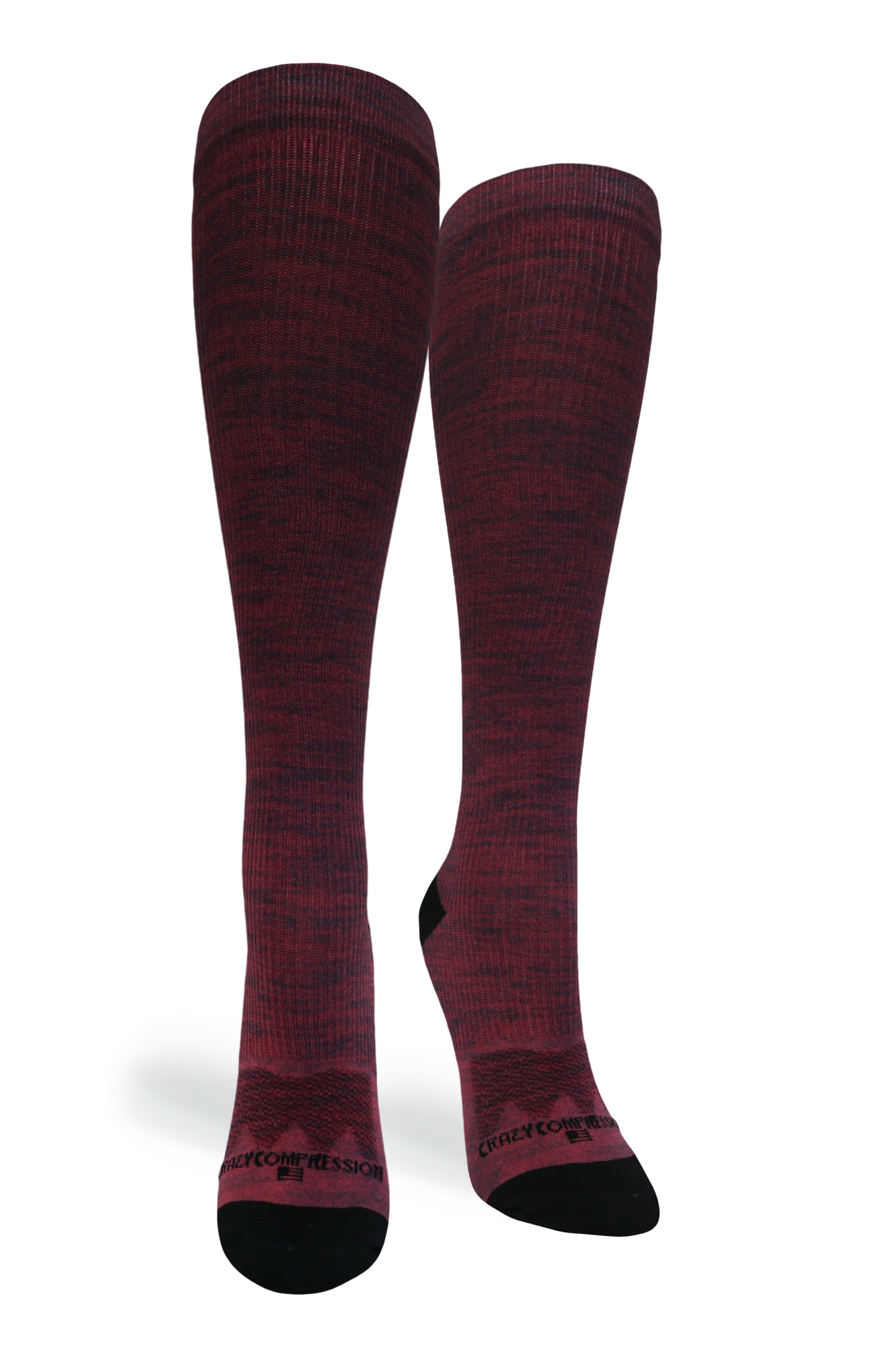 360 Maroon Heather OTC Compression Socks (Standard & Extra Wide)