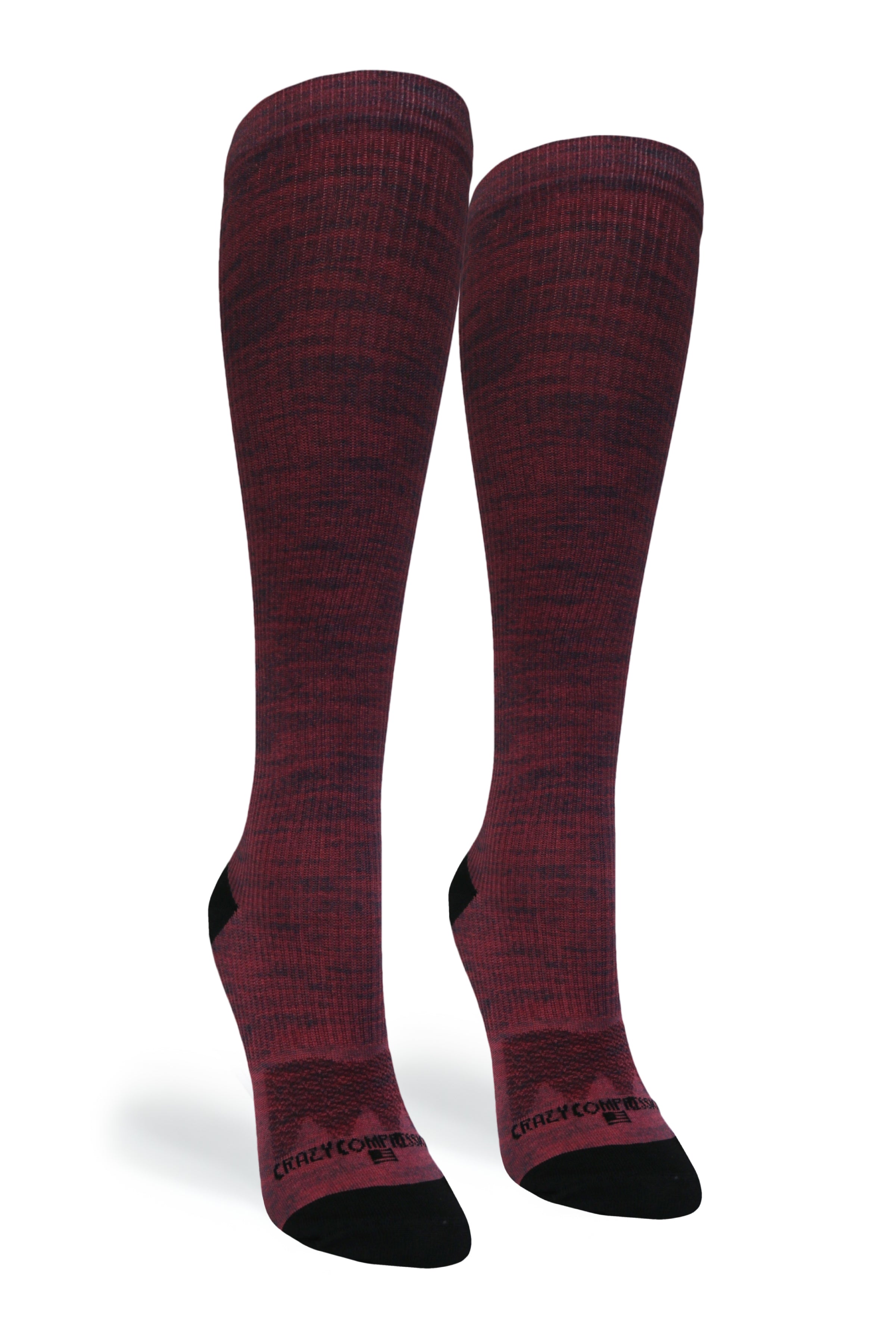 360 Maroon Heather OTC Compression Socks (Standard & Extra Wide)