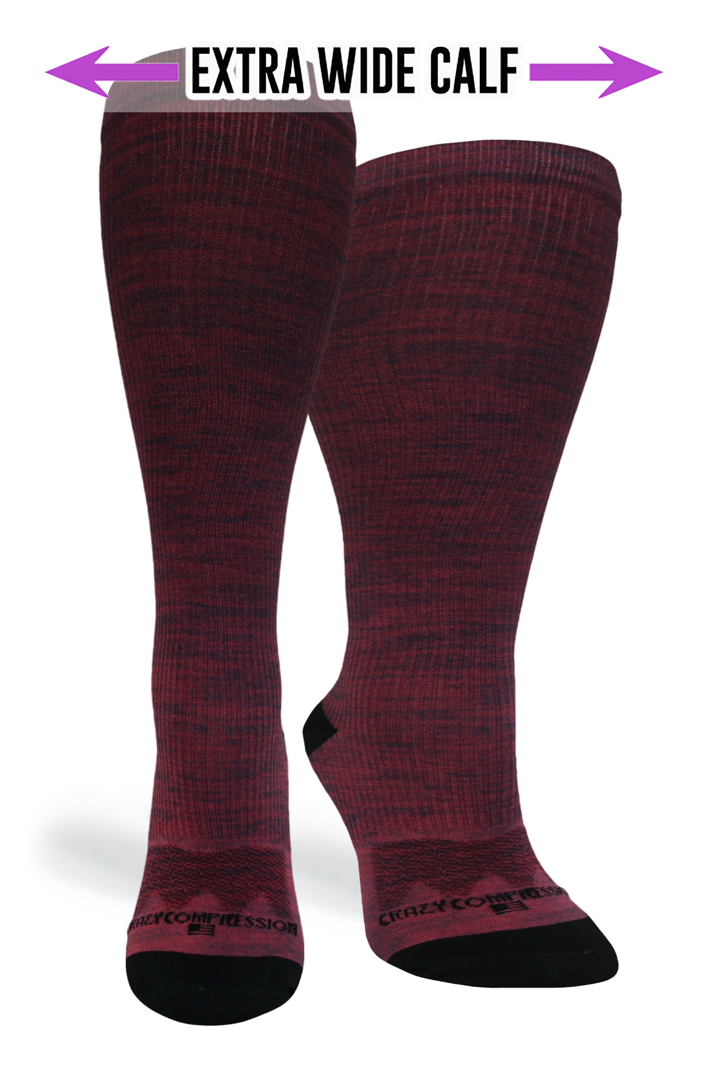 360 Maroon Heather OTC Compression Socks (Standard & Extra Wide)