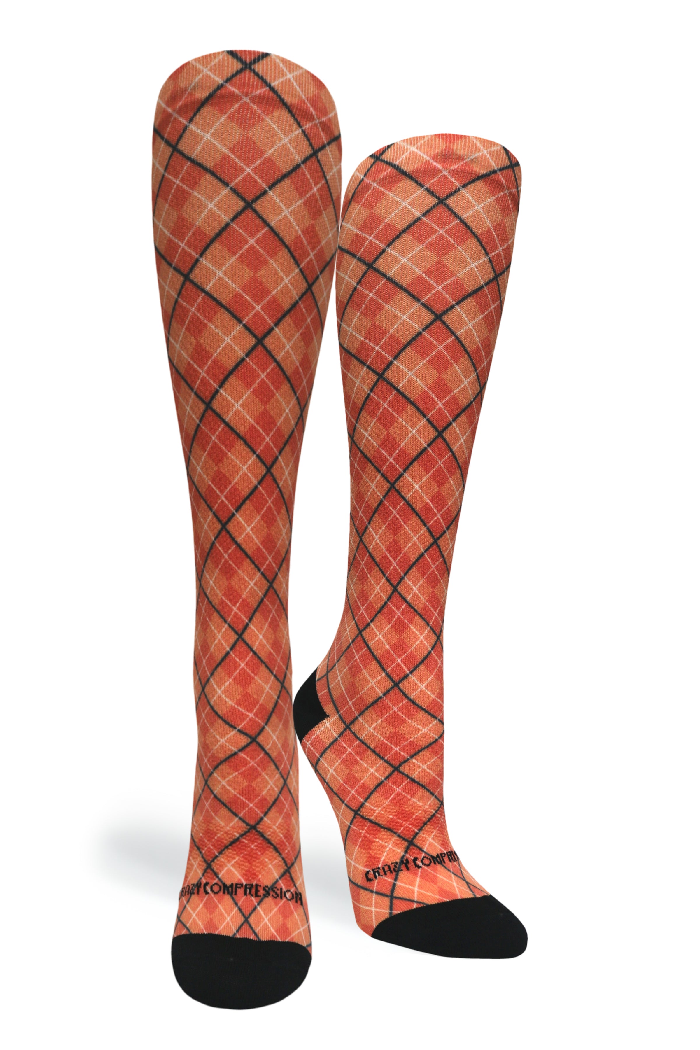 360 Orange Plaid OTC Compression Socks (Standard & Extra Wide)