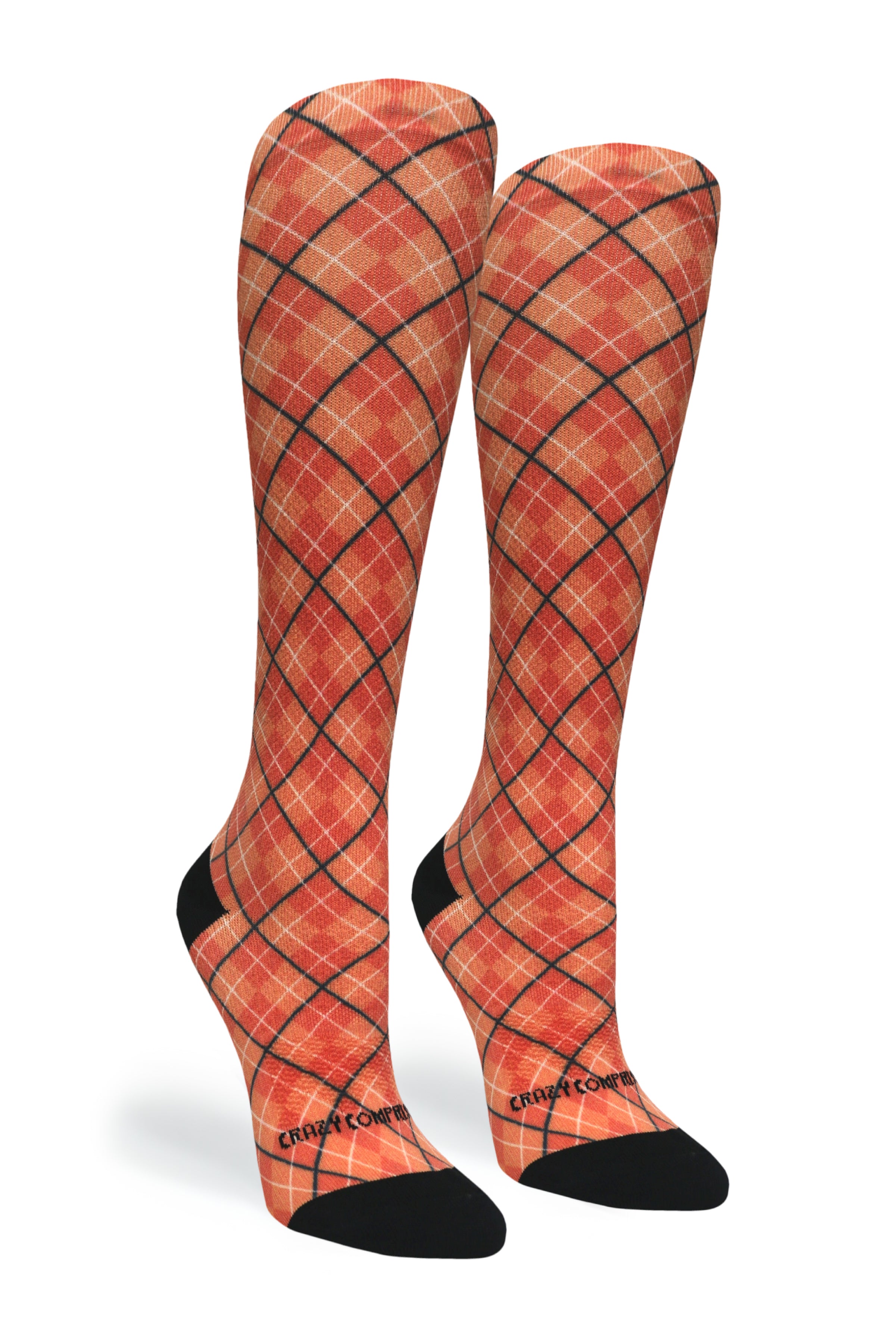 360 Orange Plaid OTC Compression Socks (Standard & Extra Wide)