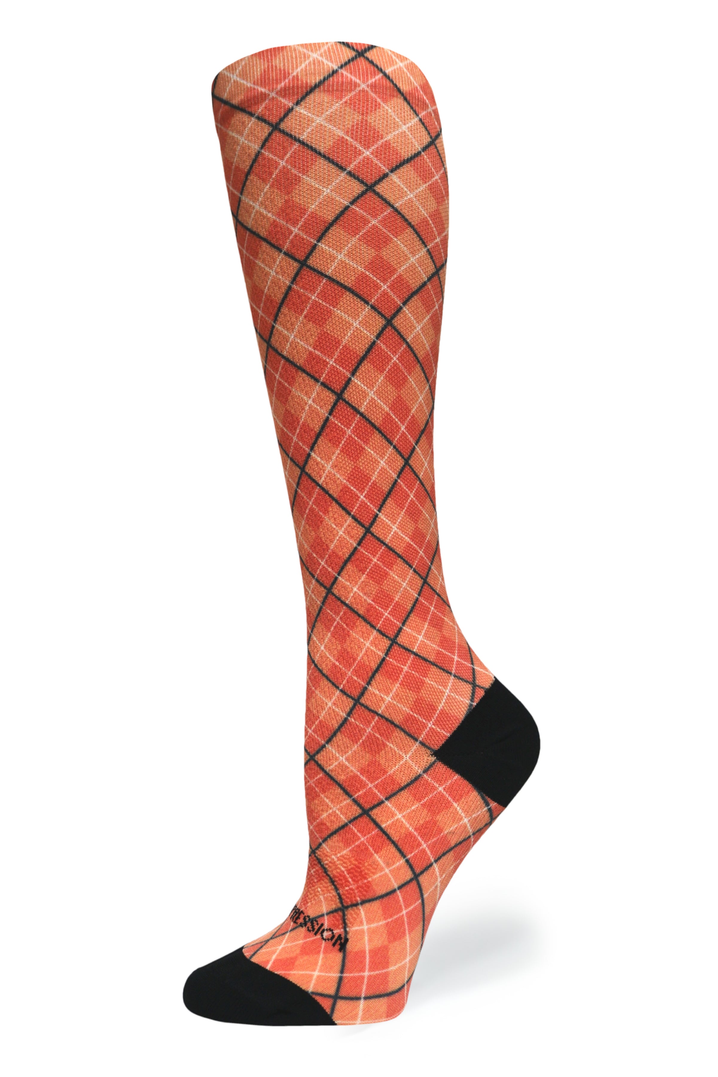 360 Orange Plaid OTC Compression Socks (Standard & Extra Wide)