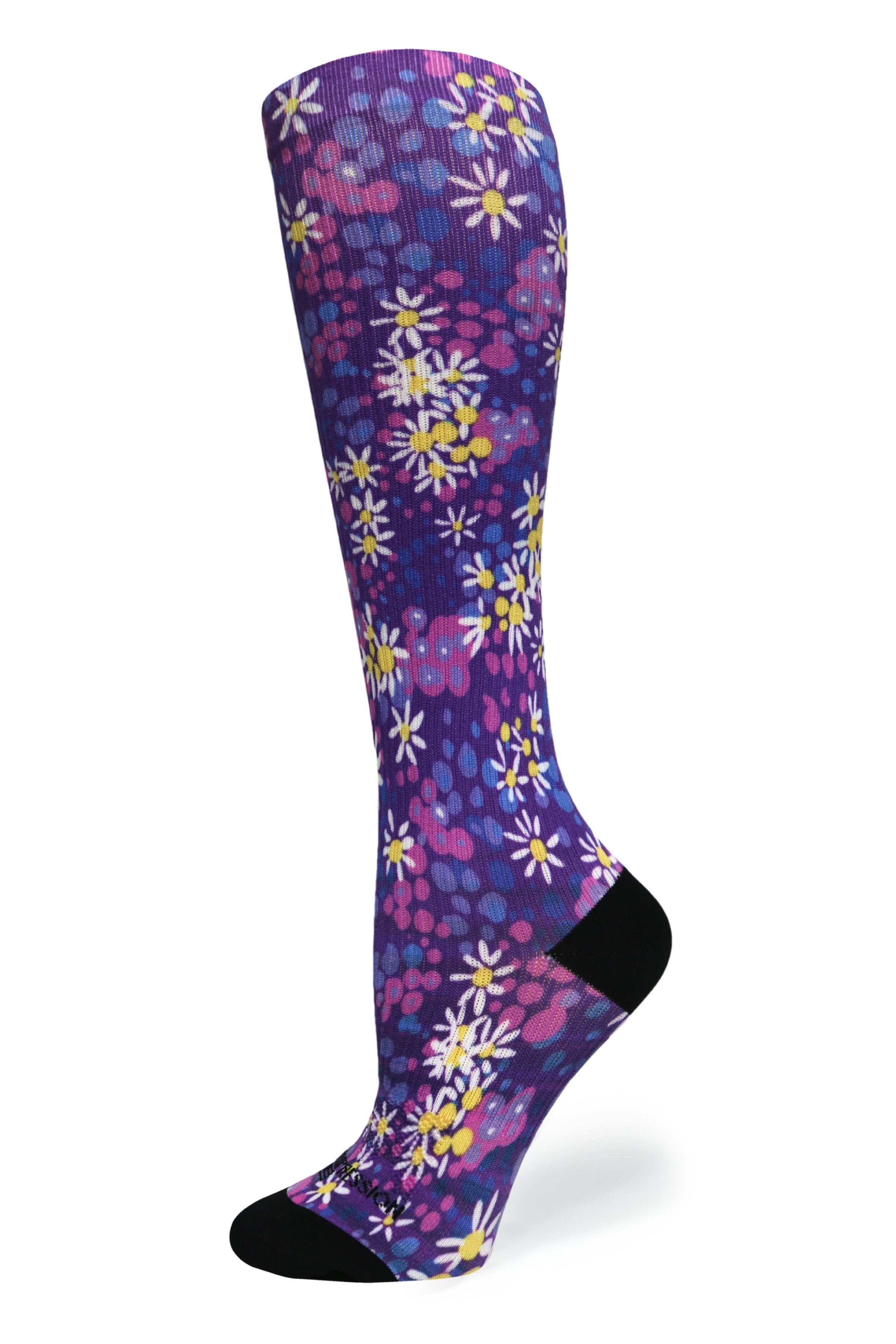 360 Purple Petals OTC Compression Socks (Standard & Extra Wide)