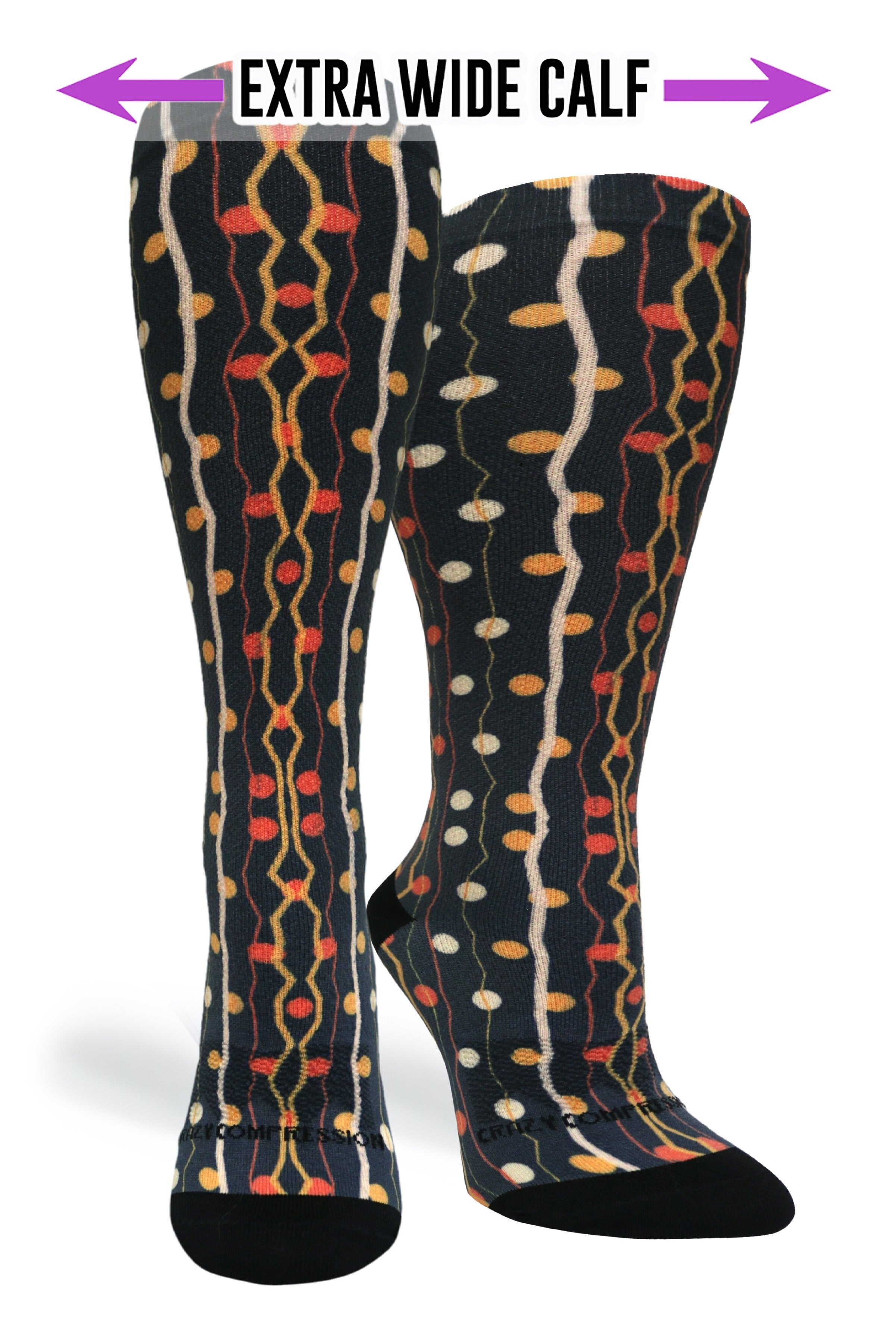 360 Zigzag Dots OTC Compression Socks (Standard & Extra Wide)