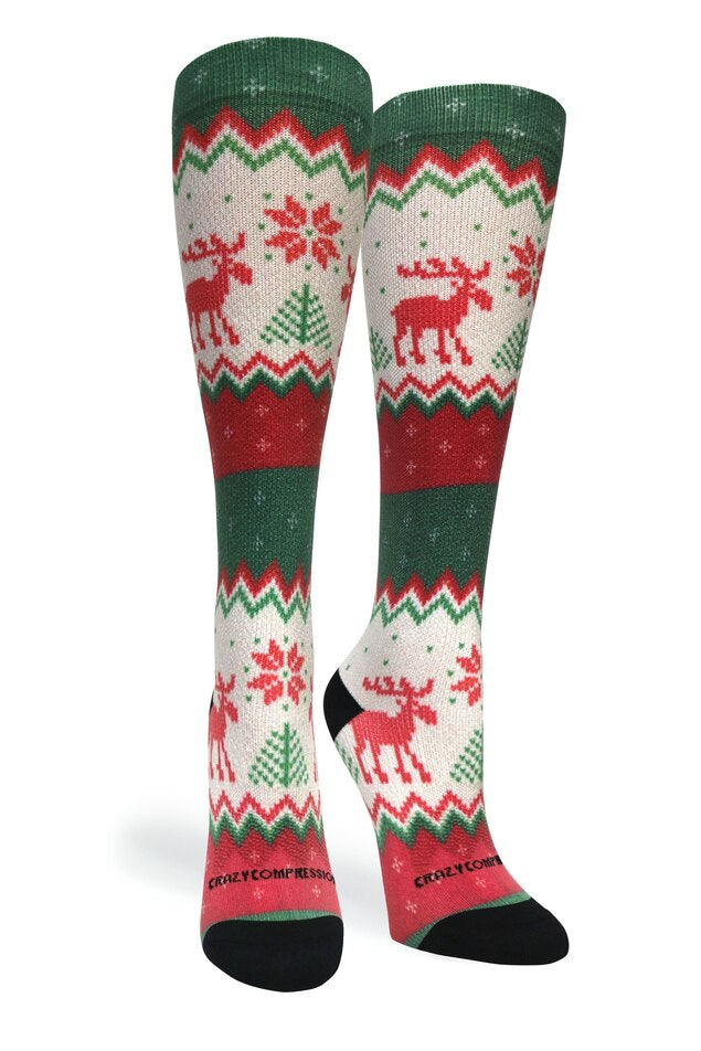 360 Festive Needlepoint OTC Compression Socks (Standard & Extra Wide)