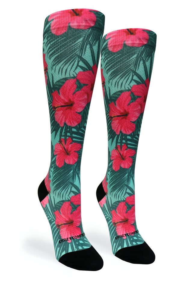 360 Tropical Hibiscus OTC Compression Socks (Standard & Extra Wide)