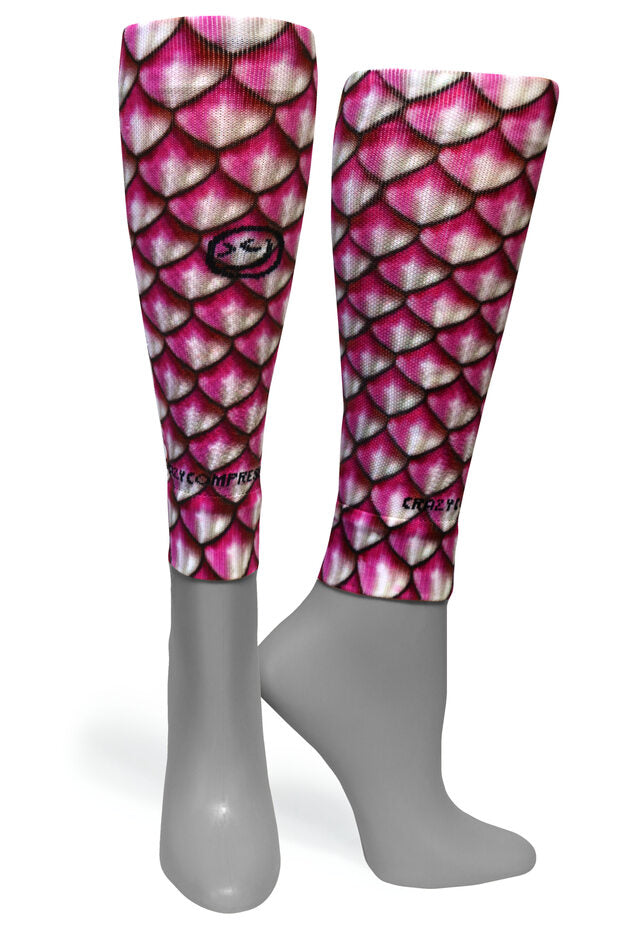 Calf Compression Sleeves - Mermaid 3D Pink