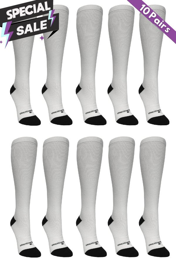 10 Pairs White Bundle - (Standard & Extra Wide)