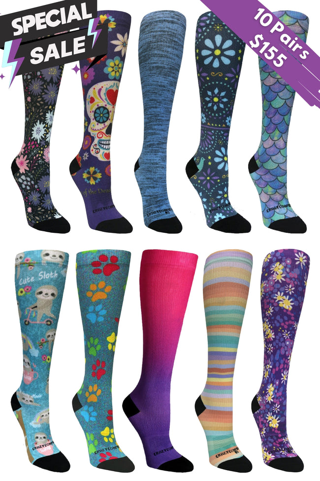 10 Pairs Best Seller Bundle - (Standard & Extra Wide)