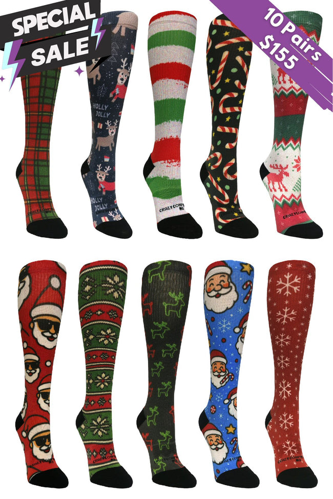 10 Pairs Christmas Bundle - (Standard & Extra Wide)