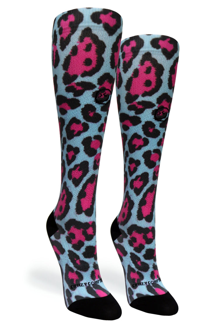 Medias de compresión OTC 360 Cheetah Blue (estándar y extra anchas) 