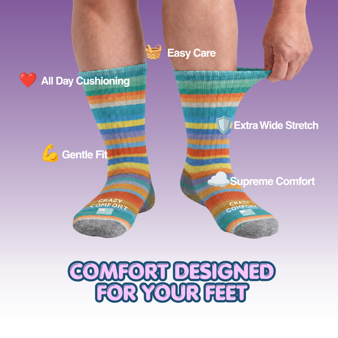 Cozy Comfort Relax Fit Spring Stripes 4 Pairs Crew Socks
