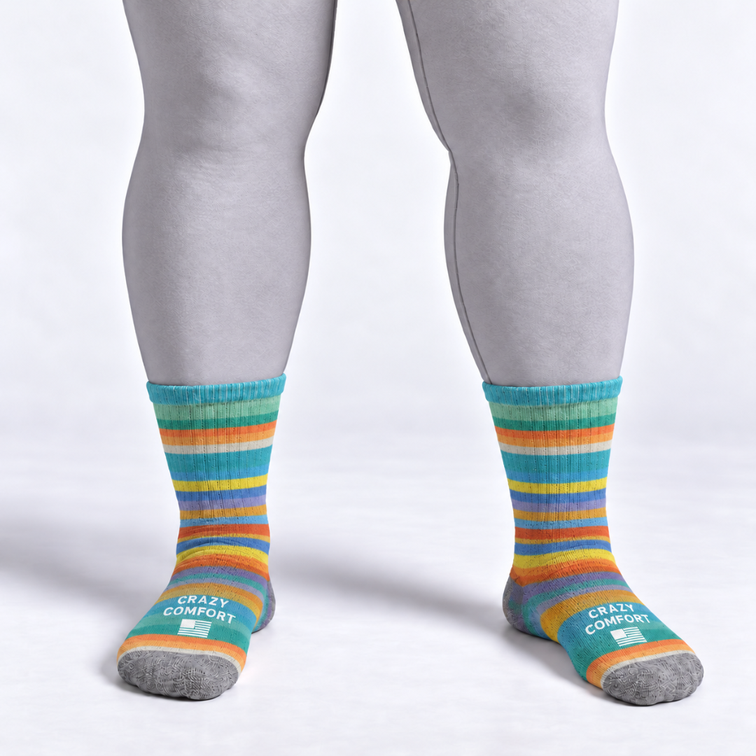 Cozy Comfort Relax Fit Spring Stripes 4 Pairs Crew Socks