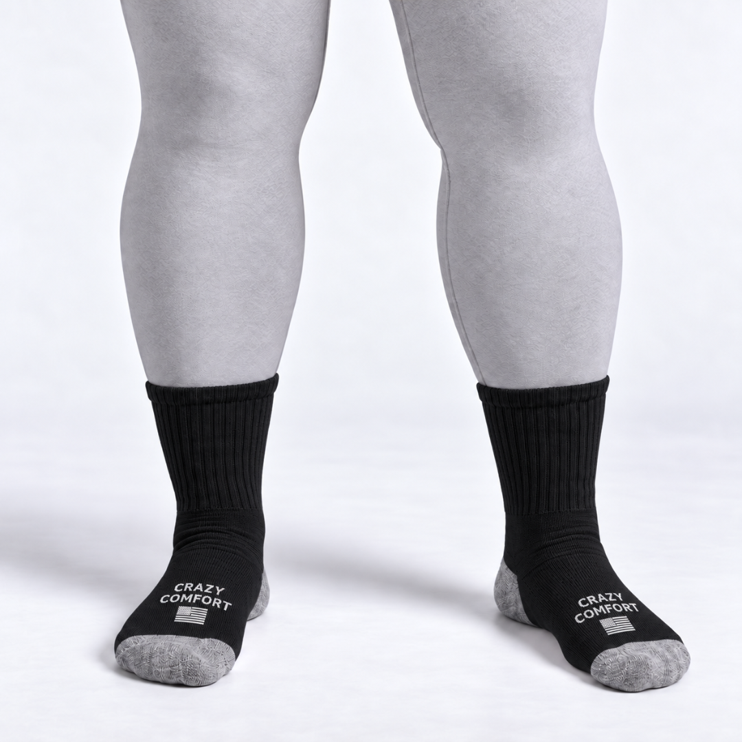 Cozy Comfort Relax Fit Black 4 Pairs Crew Socks