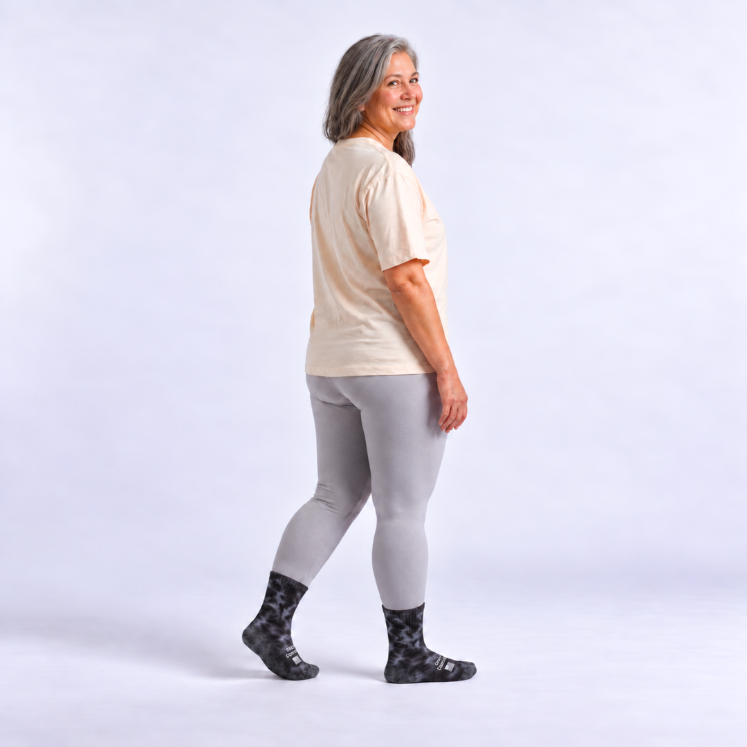 Cozy Comfort Relax Fit Black Tie Dye 4 Pairs Crew Socks