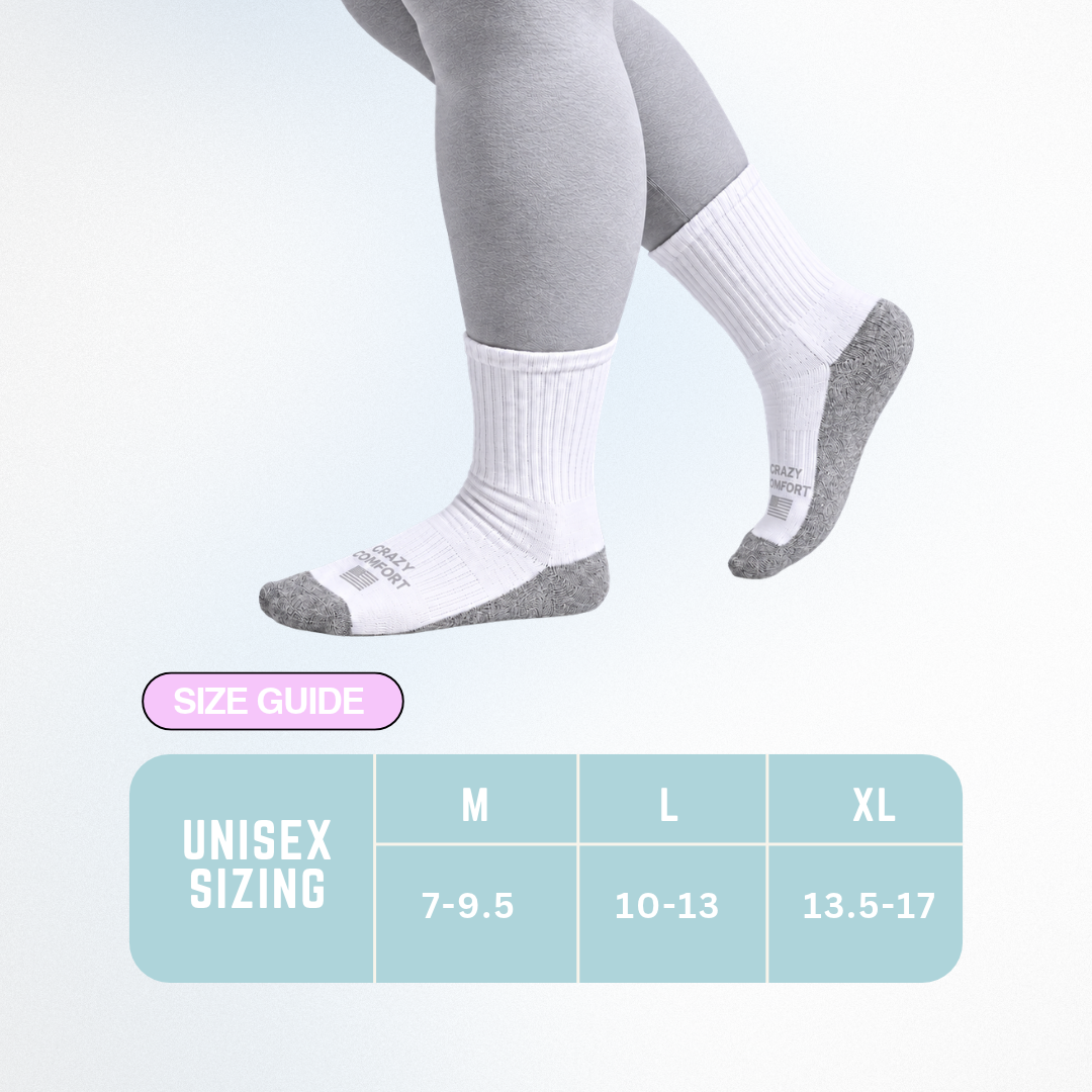 Cozy Comfort Relax Fit White 4 Pairs Crew Socks