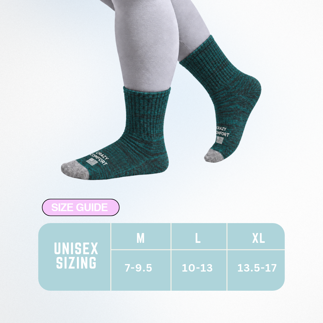 Cozy Comfort Relax Fit Green Heather 4 Pairs Crew Socks