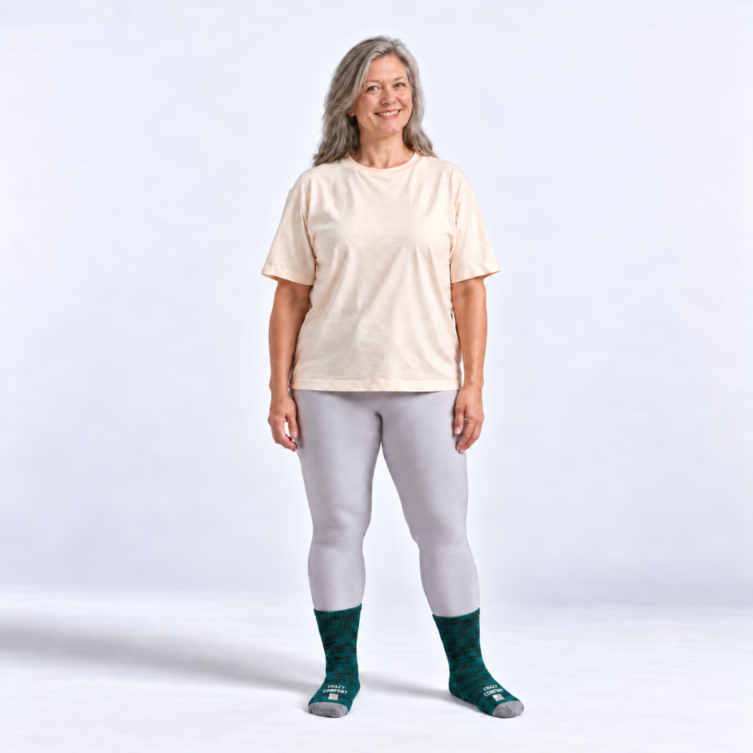 Cozy Comfort Relax Fit Green Heather 4 Pairs Crew Socks