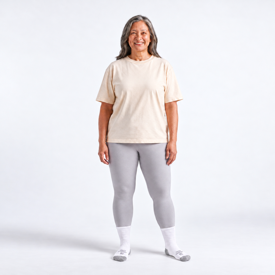 Cozy Comfort Relax Fit White 4 Pairs Crew Socks