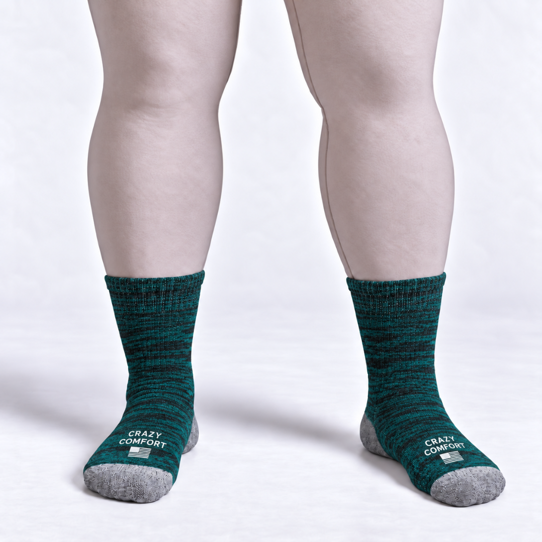Cozy Comfort Relax Fit Green Heather 4 Pairs Crew Socks