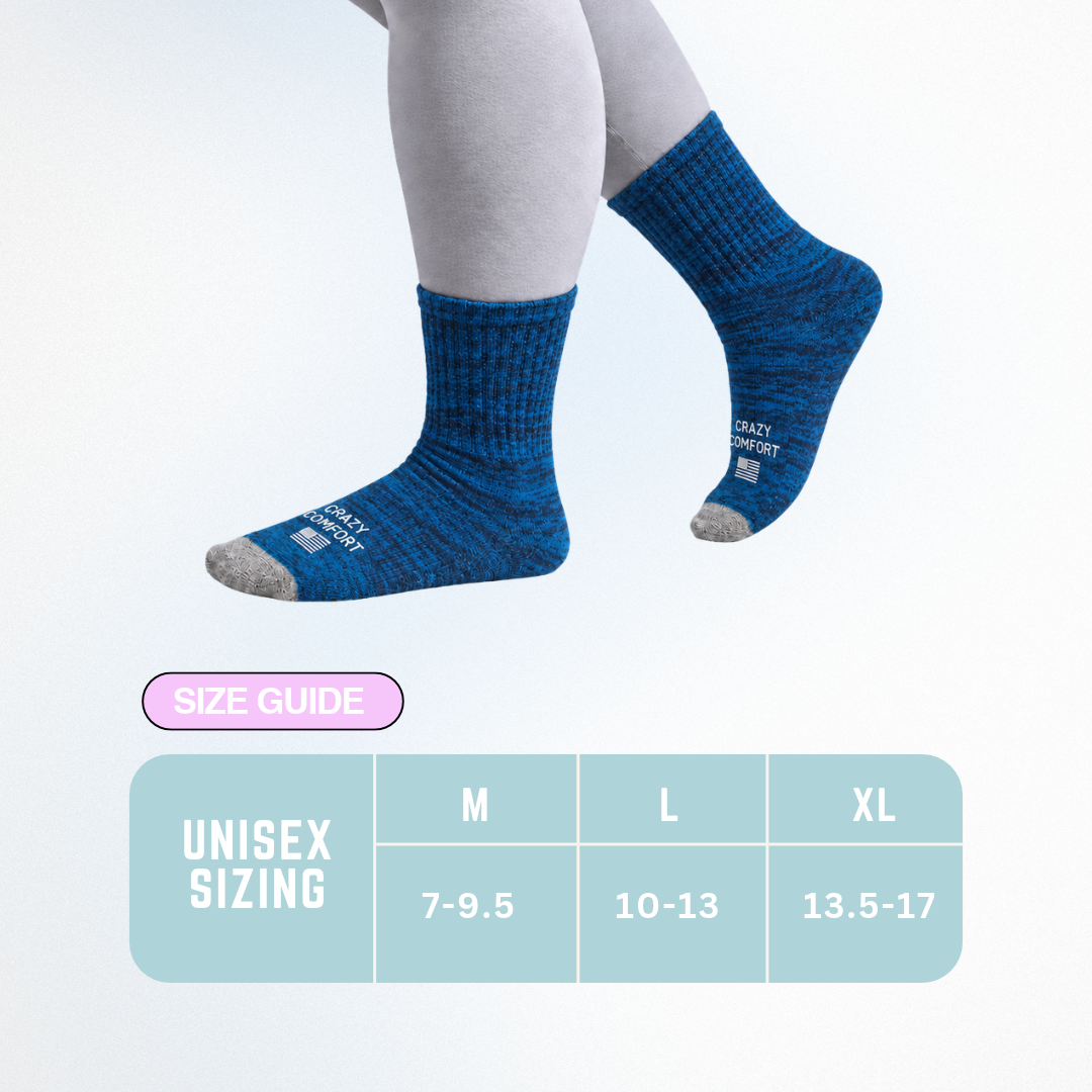Cozy Comfort Relax Fit Blue Heather 4 Pairs Crew Socks