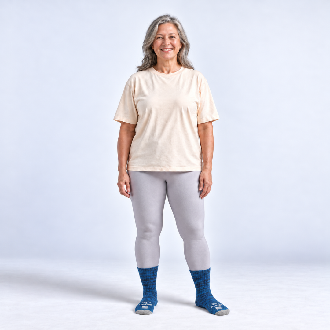 Cozy Comfort Relax Fit Blue Heather 4 Pairs Crew Socks