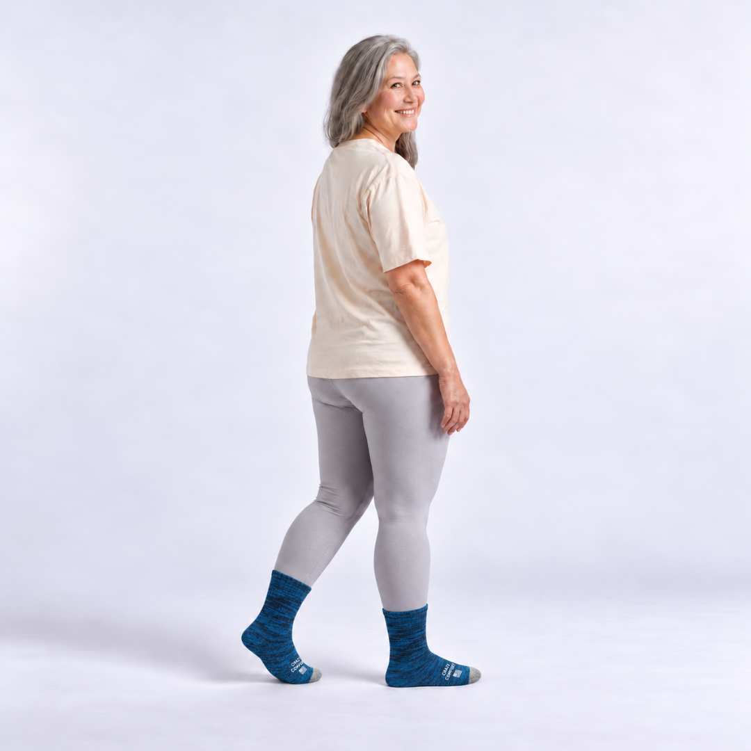 Cozy Comfort Relax Fit Blue Heather 4 Pairs Crew Socks