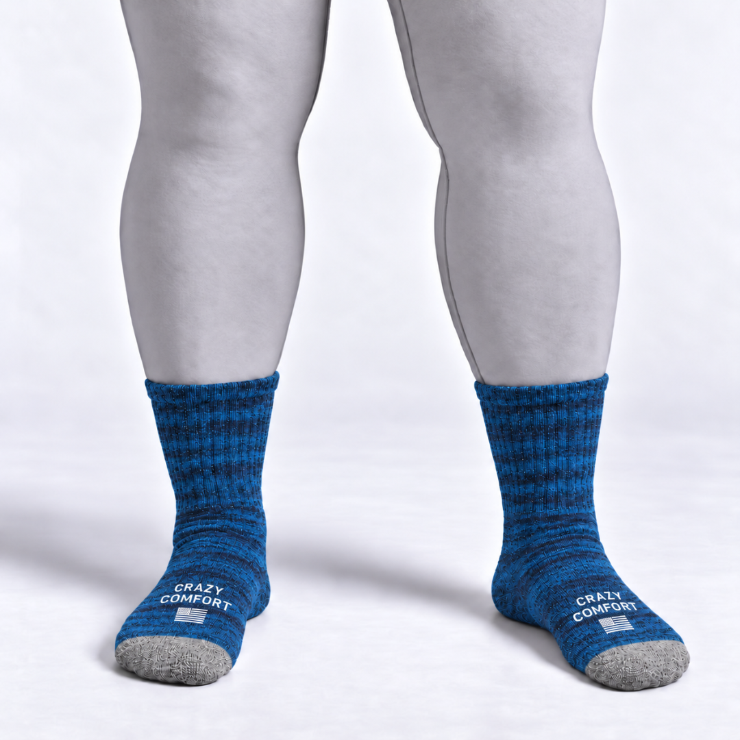 Cozy Comfort Relax Fit Blue Heather 4 Pairs Crew Socks