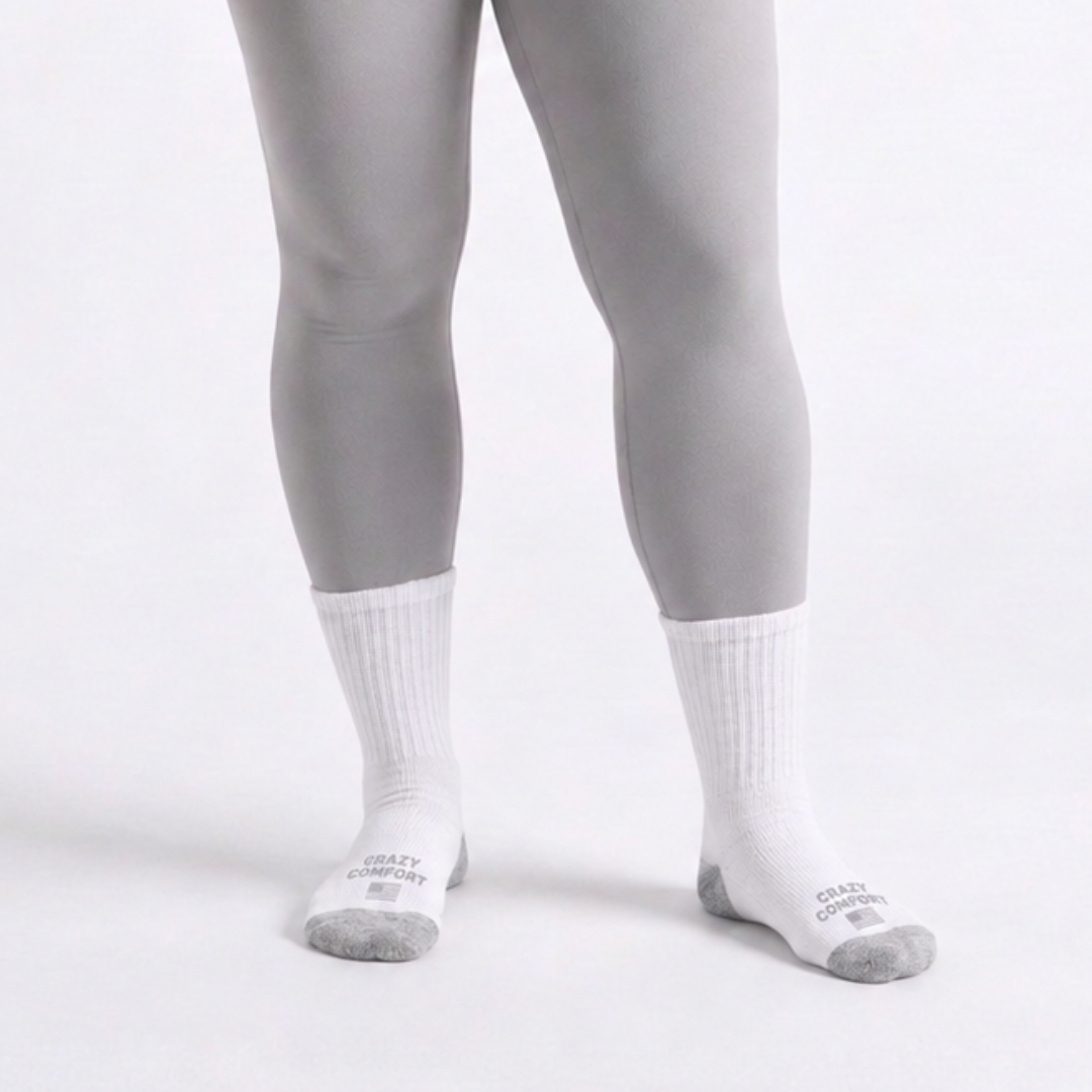 Cozy Comfort Relax Fit White 4 Pairs Crew Socks